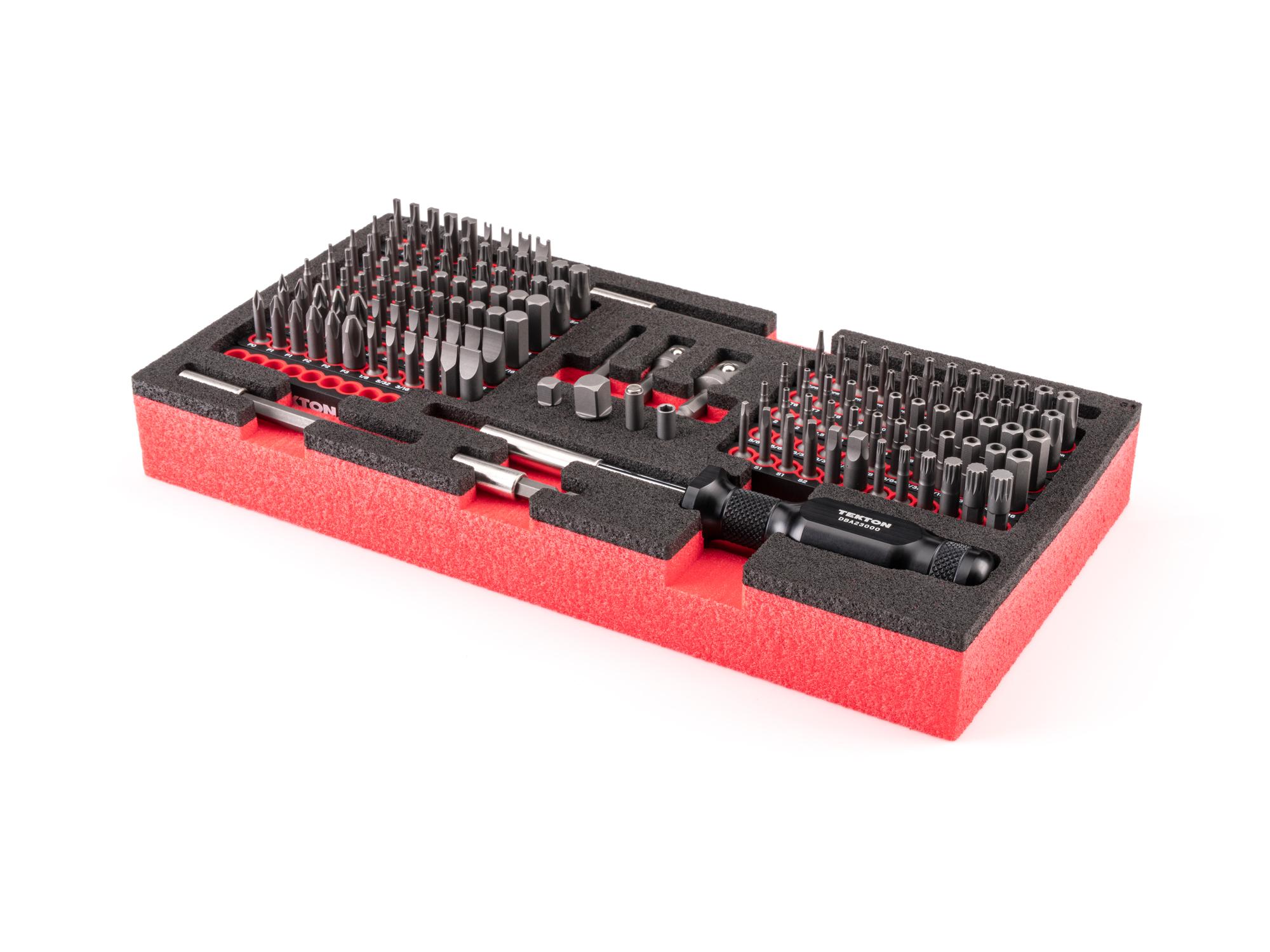 Front-right angle view of Tekton foam bit set. Item #DBA93400