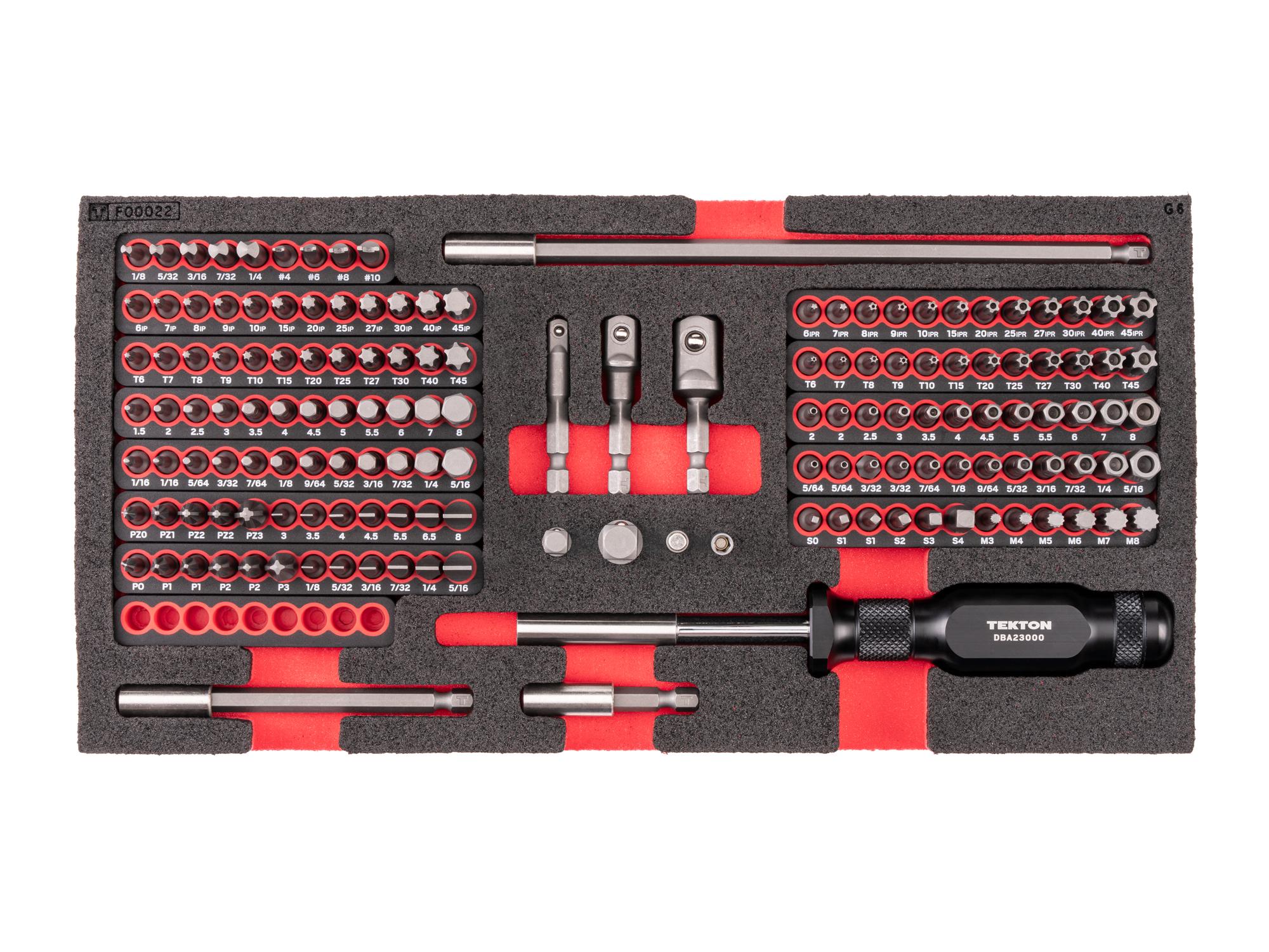 Aluminum Handle Bit Driver and Insert Bit Set with 12 x 6 Inch Foam Organizer (152-Piece)