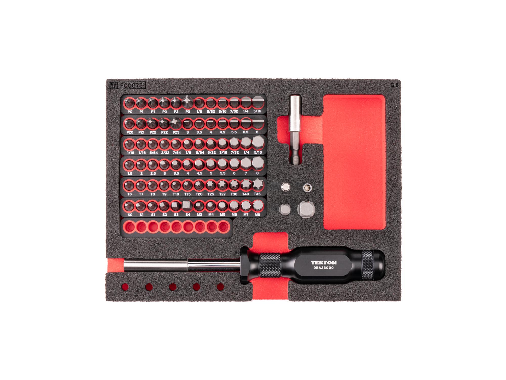 Aluminum Handle Bit Driver and Insert Bit Set with 8 x 6 Inch Foam Organizer (78-Piece)