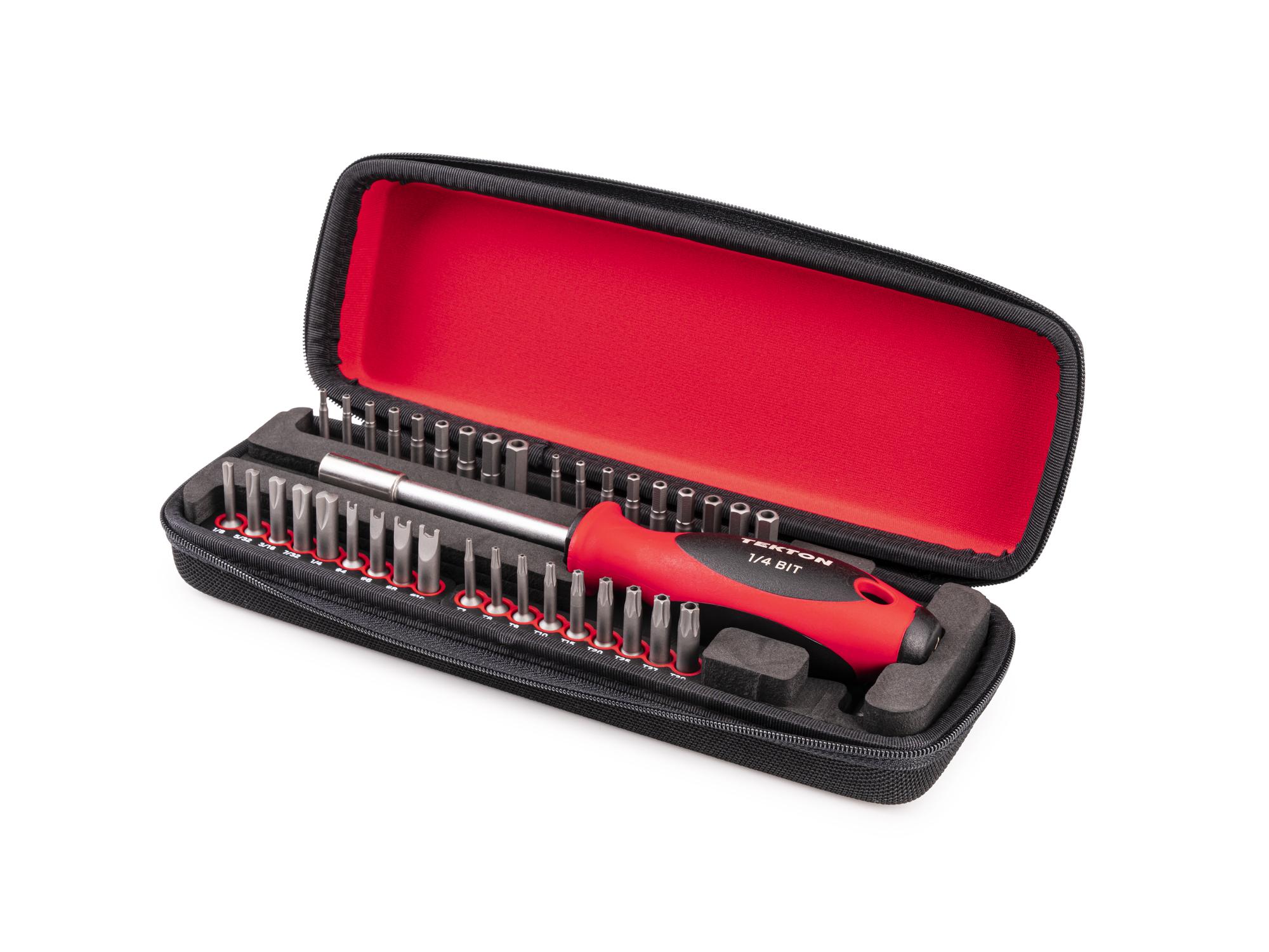 Front-right angle view of Tekton case bit set. Item #DBW93101