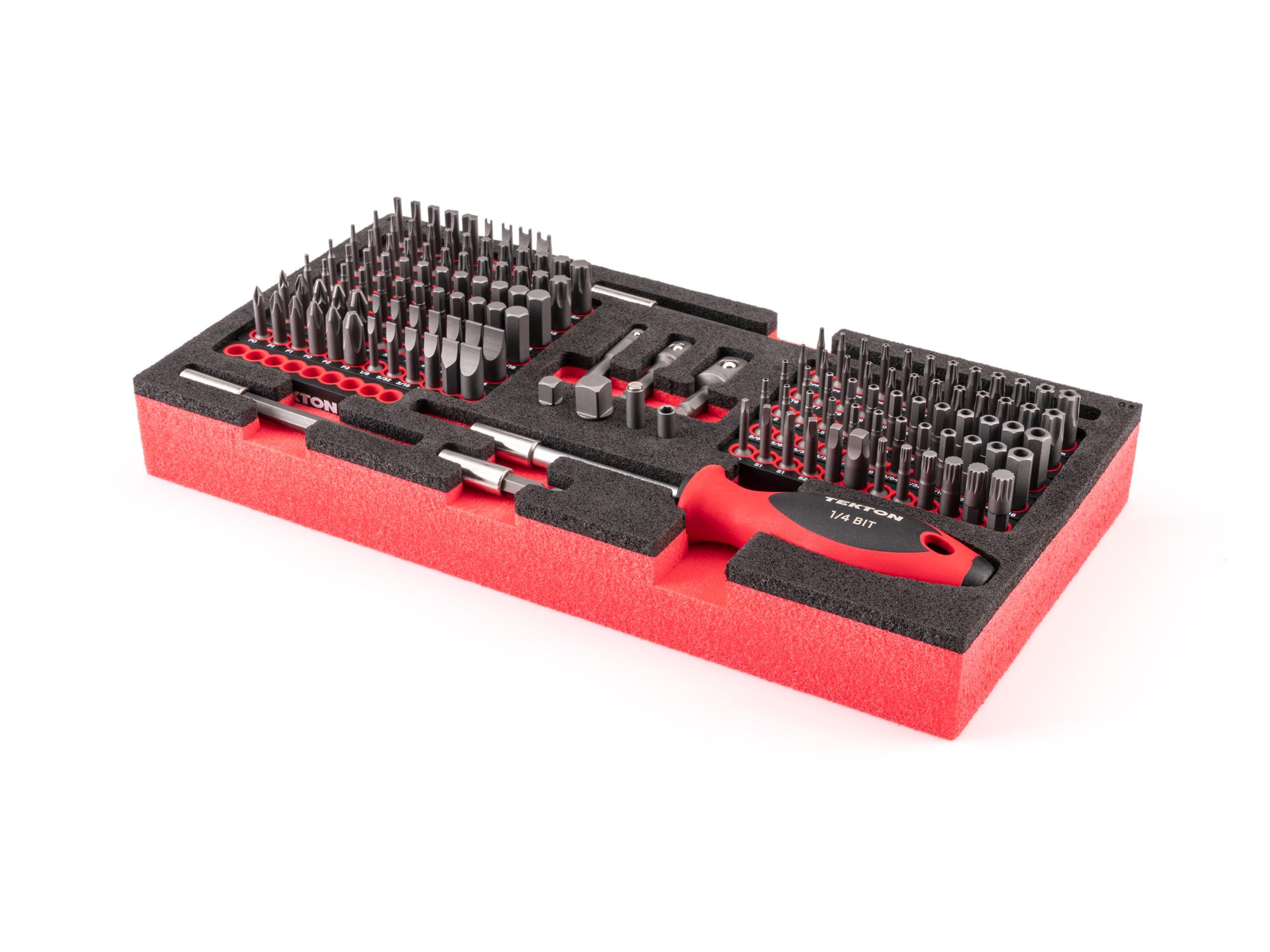 Front-right angle view of Tekton foam bit set. Item #DBW93400