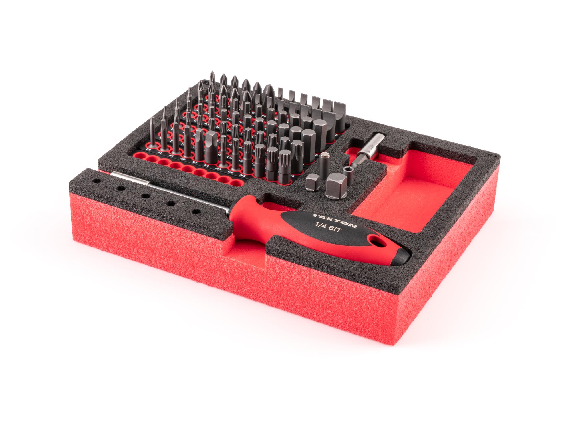 Front-right angle view of Tekton foam bit set. Item #DBW93401