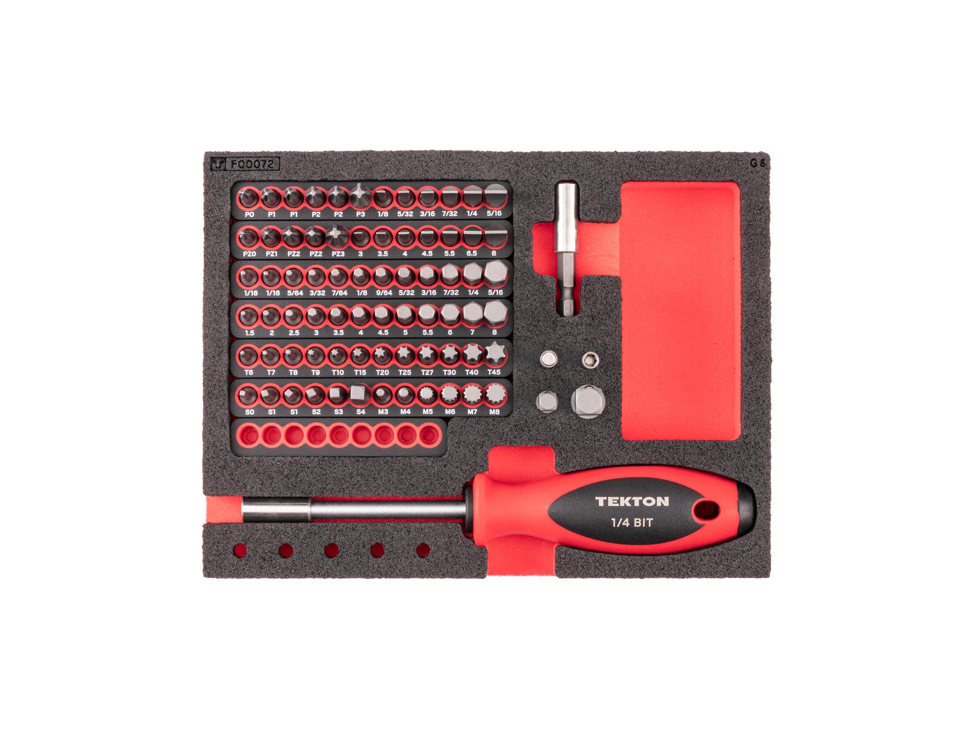 Molded Handle Bit Driver and Insert Bit Set with 8 x 6 Inch Foam Organizer (78-Piece)