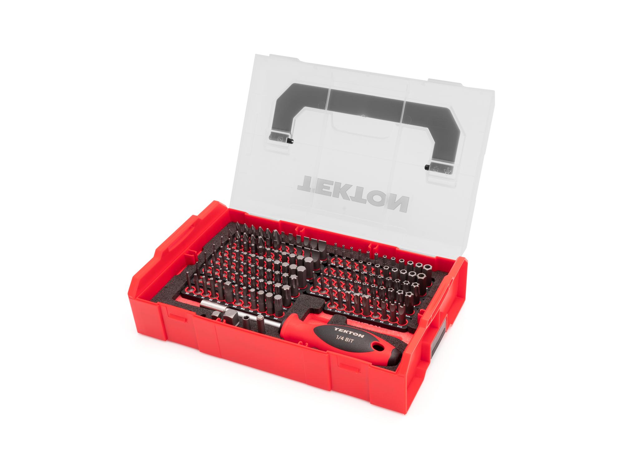 Front-right angle view of Tekton bit set. Item #DBW93600