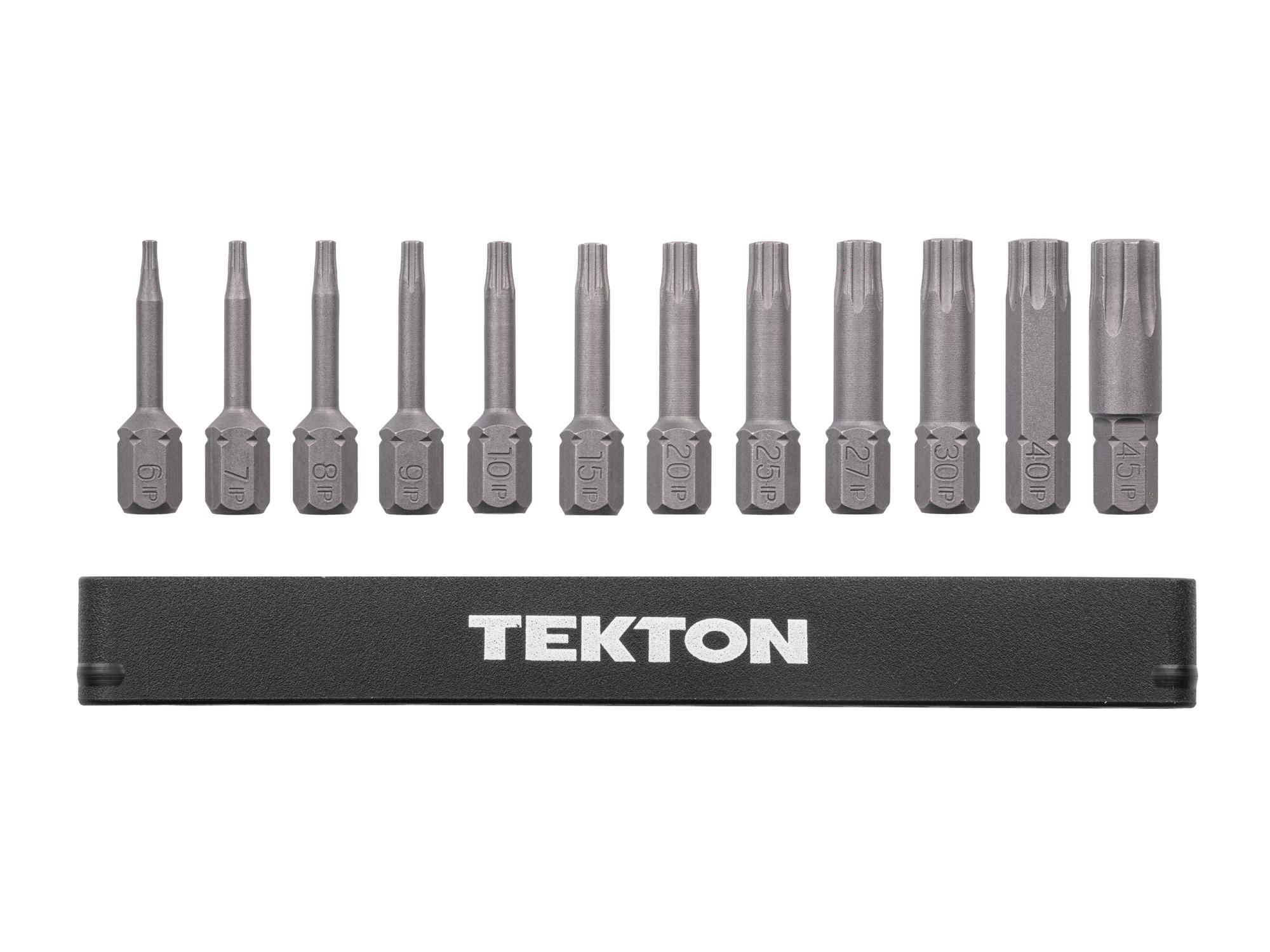 Laid out contents of Tekton rail bit set. Item #DZB93001