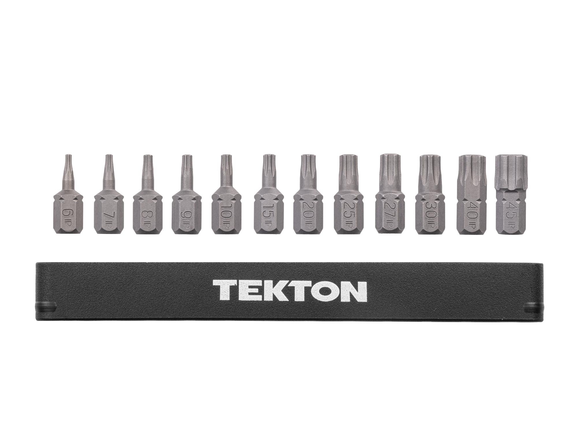 Laid out contents of Tekton rail bit set. Item #DZB93003