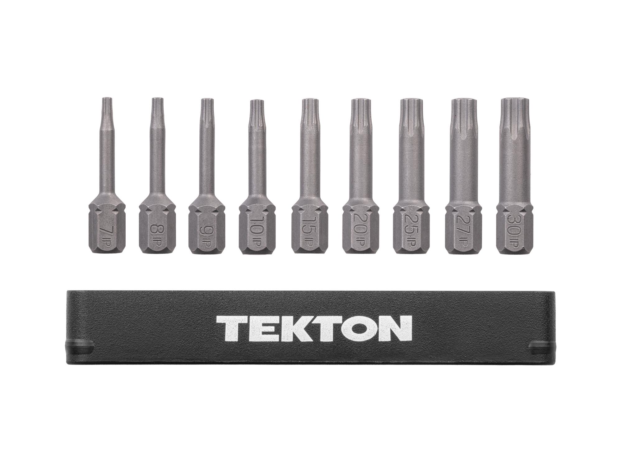 Laid out contents of Tekton rail bit set. Item #DZB93004