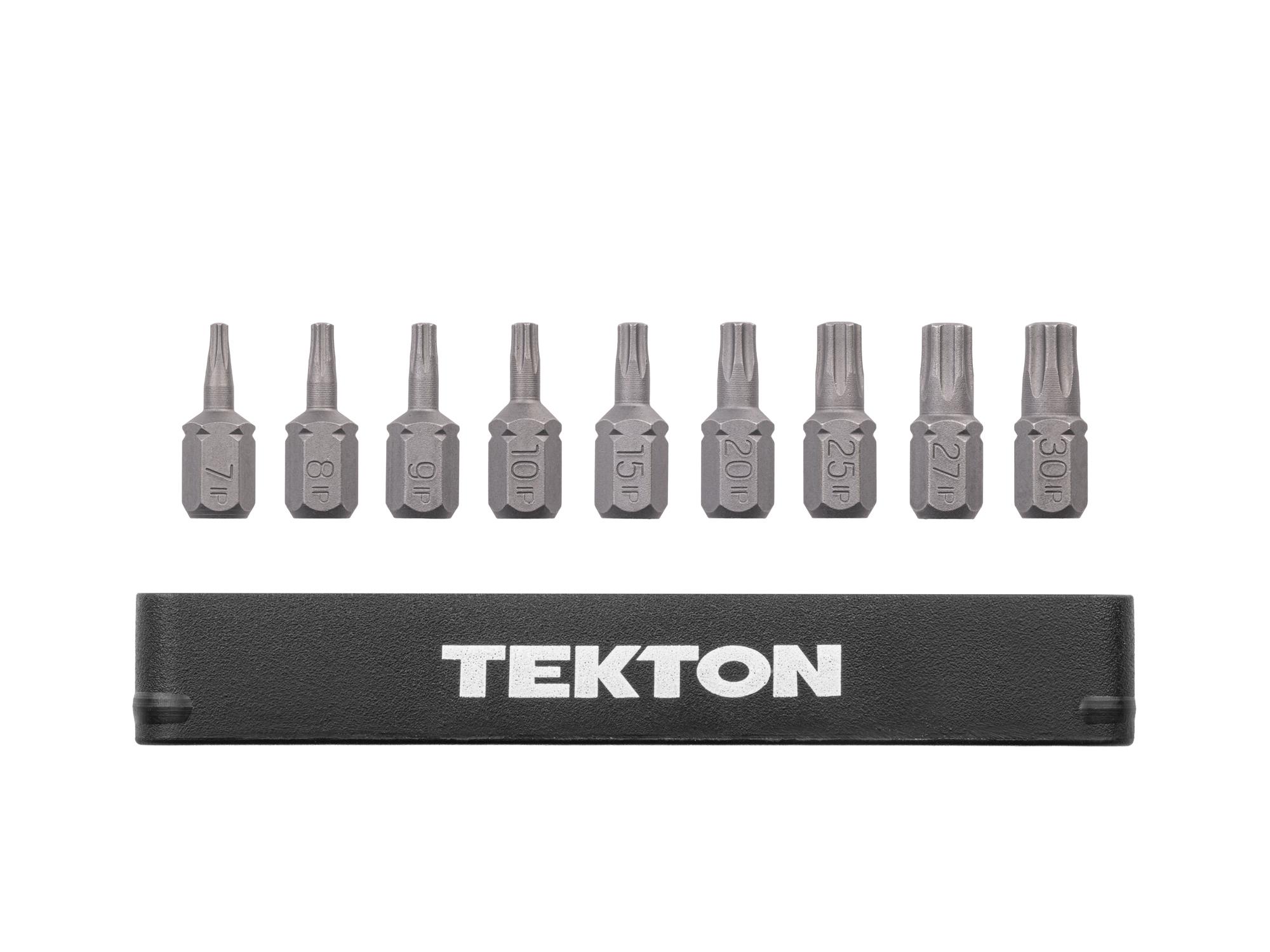 Laid out contents of Tekton rail bit set. Item #DZB93006