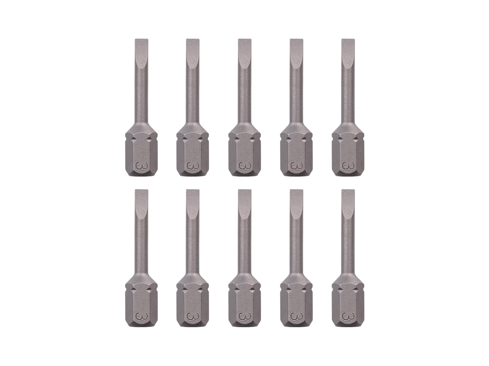 TEKTON 3 mm Slotted Insert Bits, 1.18 Inch Length (10-Pack) - 1/4 in. Hex Shank