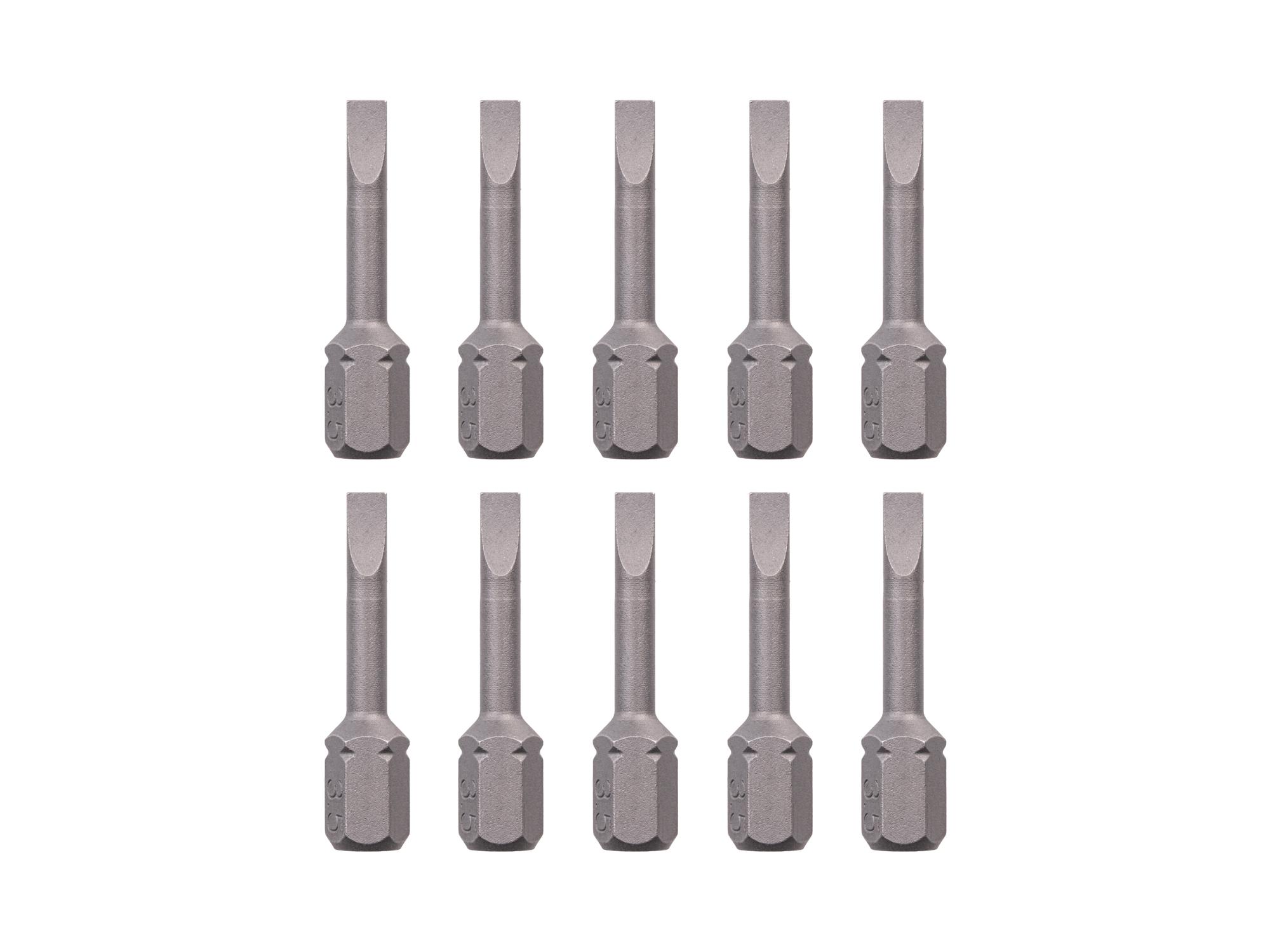 TEKTON 3.5 mm Slotted Insert Bits, 1.18 Inch Length (10-Pack) - 1/4 in. Hex Shank