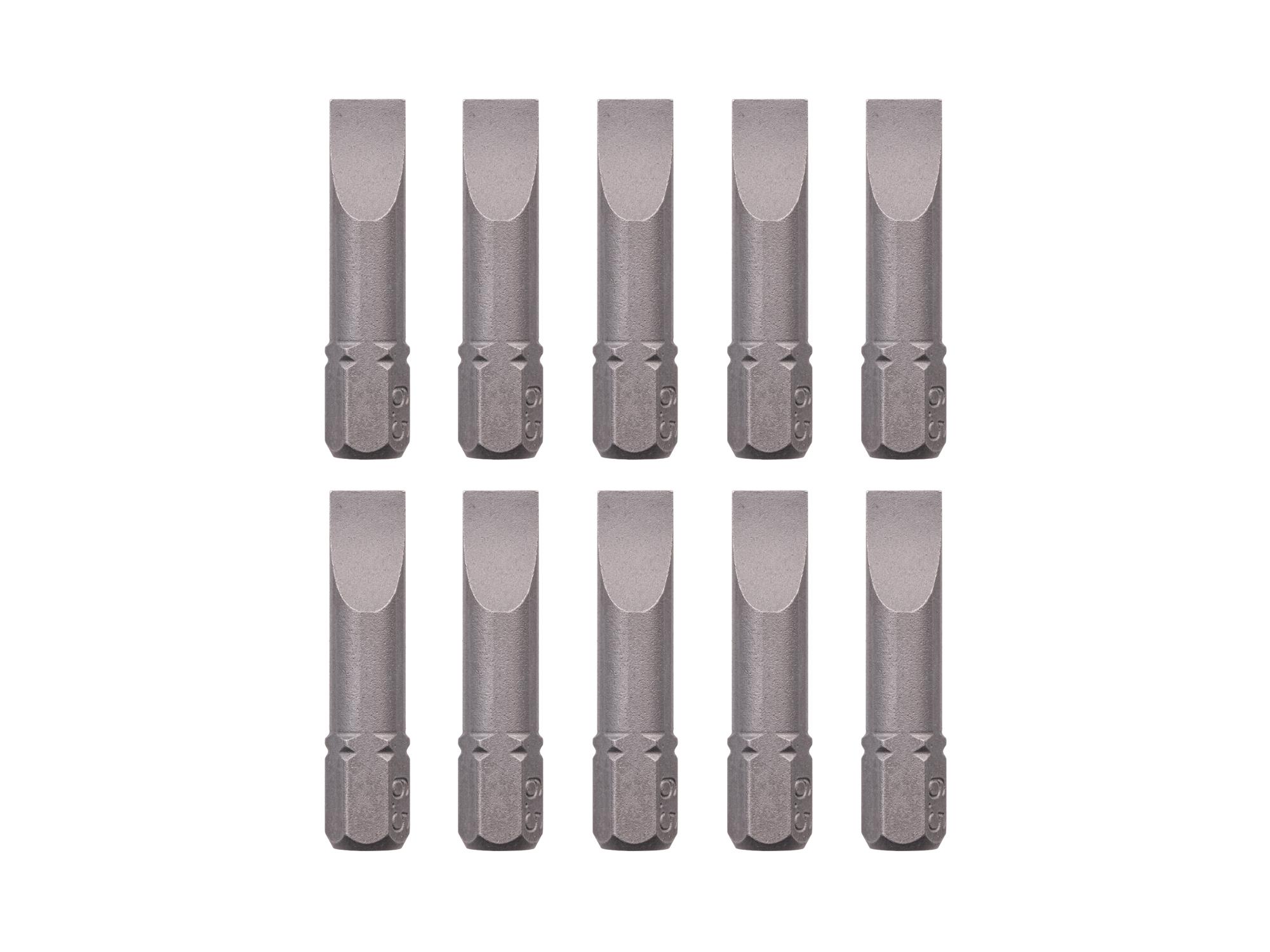TEKTON 6.5 mm Slotted Insert Bits, 1.18 Inch Length (10-Pack) - 1/4 in. Hex Shank