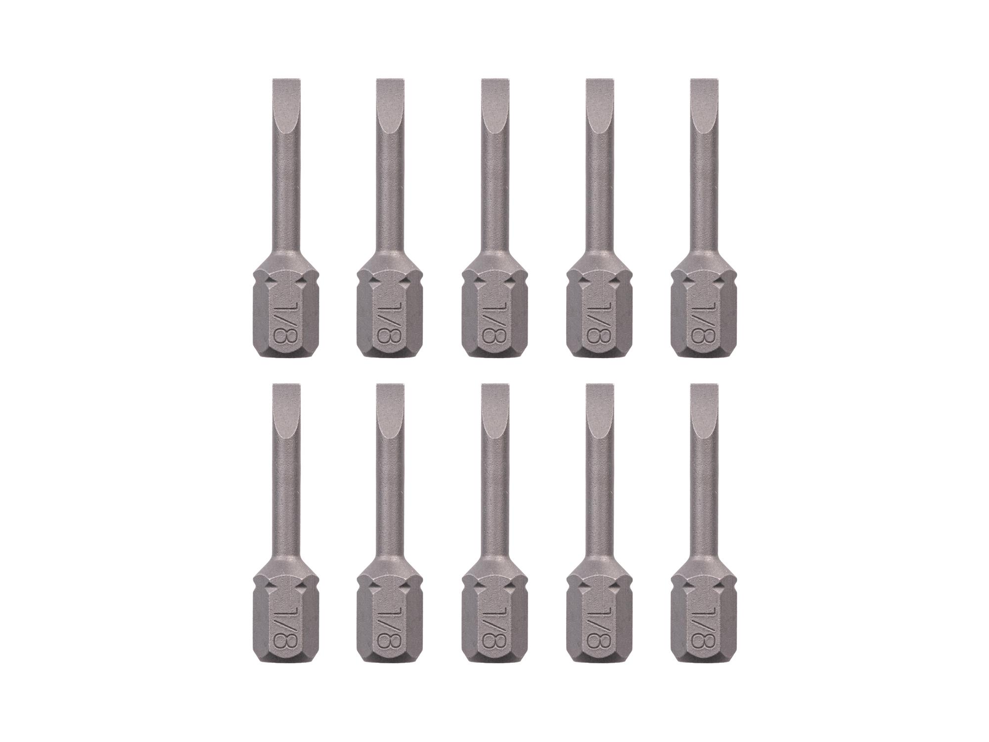 TEKTON 1/8 Inch Slotted Insert Bits, 1.18 Inch Length (10-Pack) - 1/4 in. Hex Shank