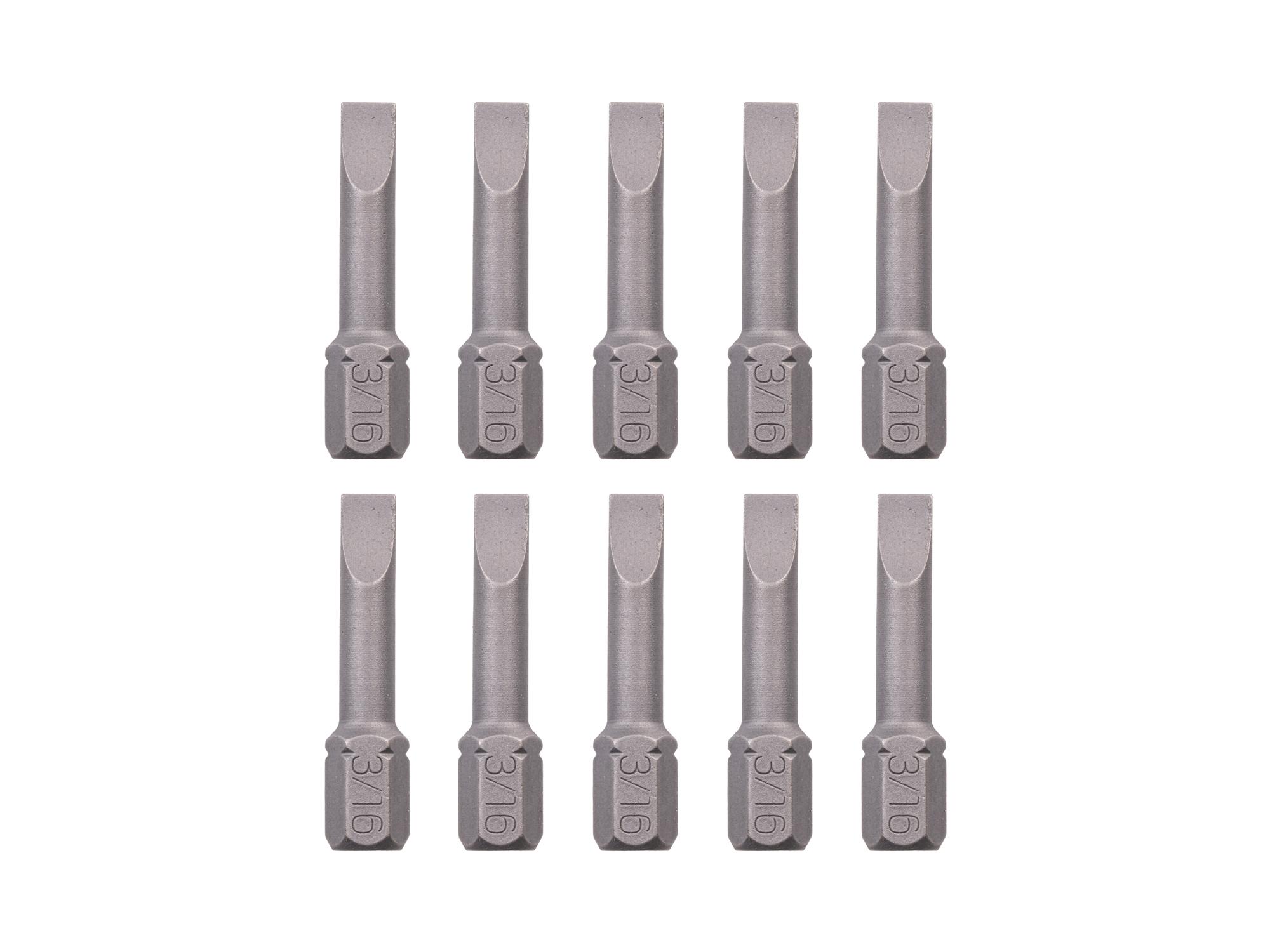 TEKTON 3/16 Inch Slotted Insert Bits, 1.18 Inch Length (10-Pack) - 1/4 in. Hex Shank