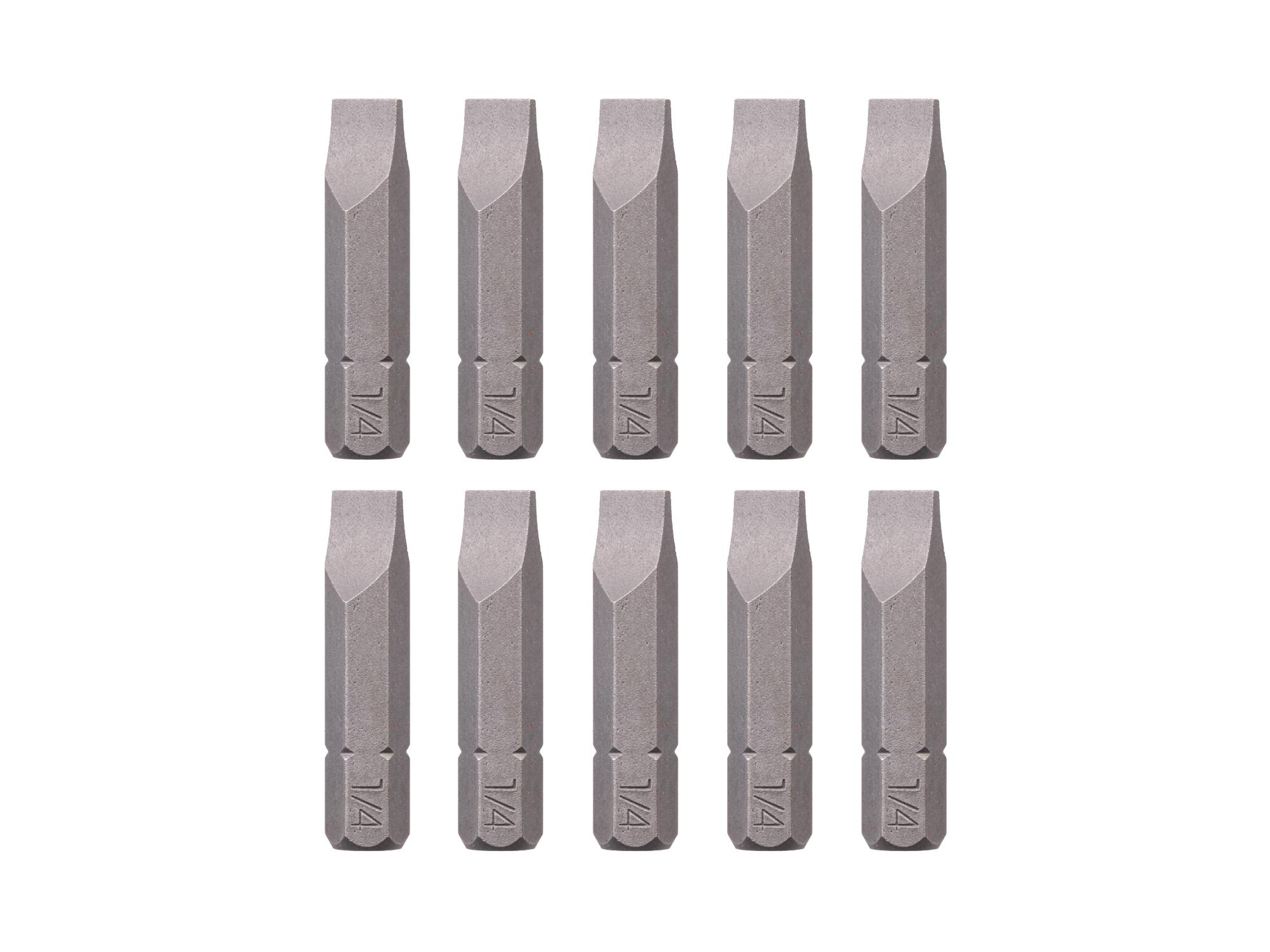 TEKTON 1/4 Inch Slotted Insert Bits, 1.18 Inch Length (10-Pack) - 1/4 in. Hex Shank