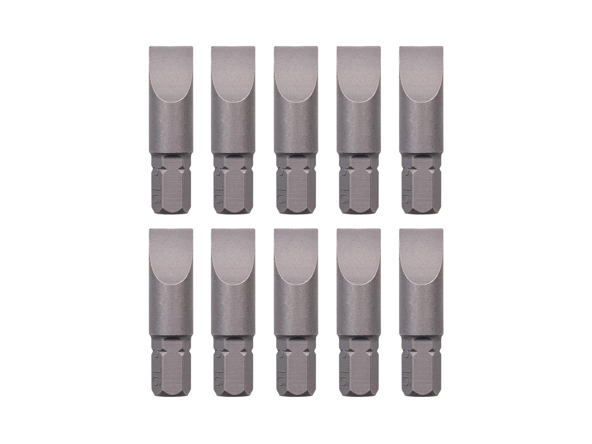 TEKTON 5/16 Inch Slotted Insert Bits, 1.18 Inch Length (10-Pack) - 1/4 in. Hex Shank