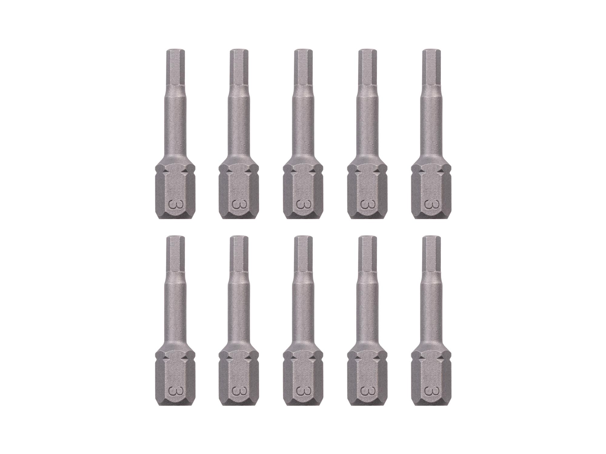 TEKTON 3 mm Hex Insert Bits, 1.18 Inch Length (10-Pack) - 1/4 in. Hex Shank