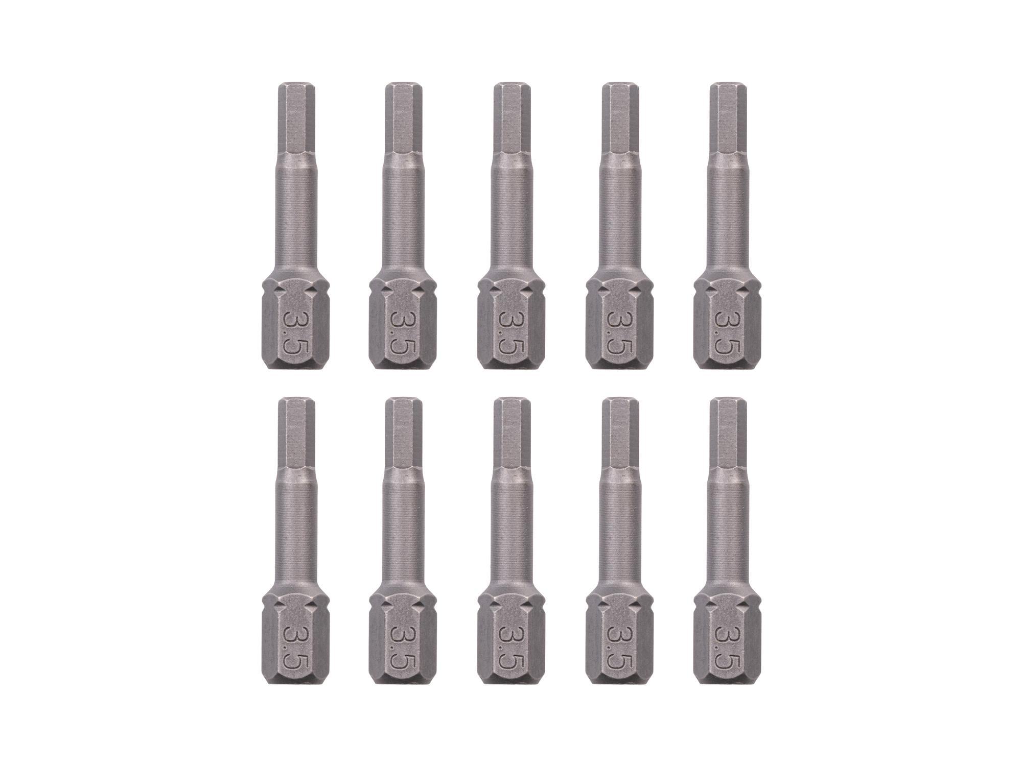 TEKTON 3.5 mm Hex Insert Bits, 1.18 Inch Length (10-Pack) - 1/4 in. Hex Shank