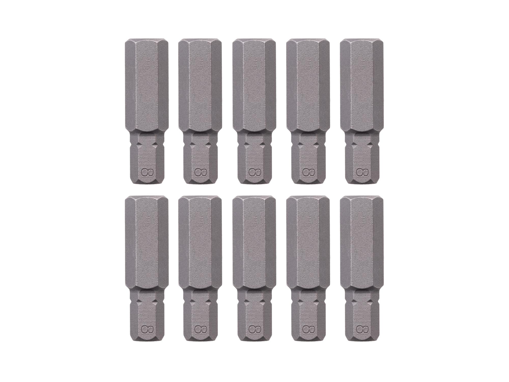 TEKTON 8 mm Hex Insert Bits, 1.18 Inch Length (10-Pack) - 1/4 in. Hex Shank
