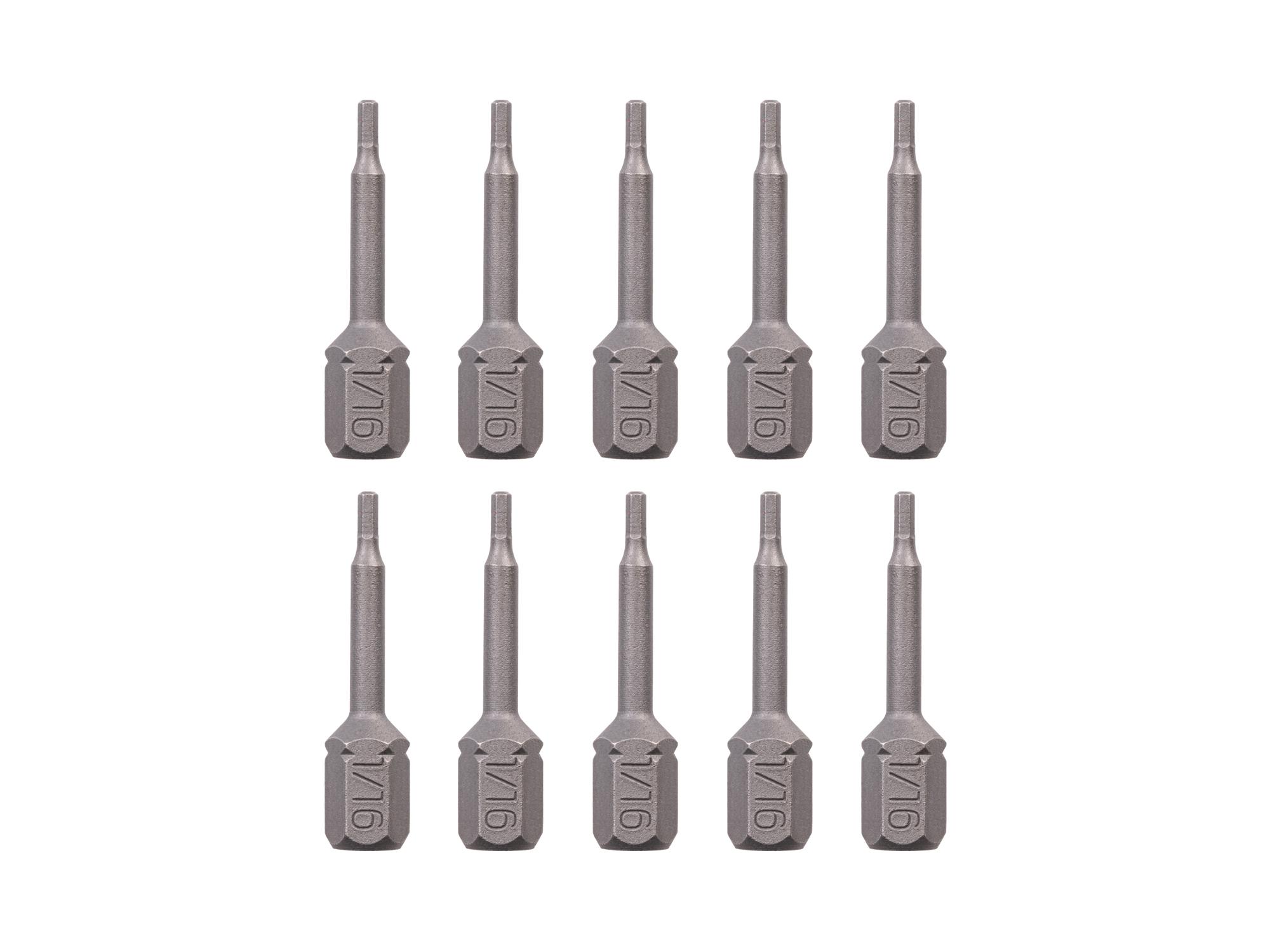 TEKTON 1/16 Inch Hex Insert Bits, 1.18 Inch Length (10-Pack) - 1/4 in. Hex Shank