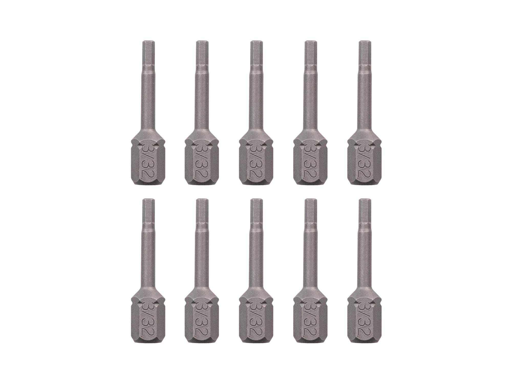TEKTON 3/32 Inch Hex Insert Bits, 1.18 Inch Length (10-Pack) - 1/4 in. Hex Shank