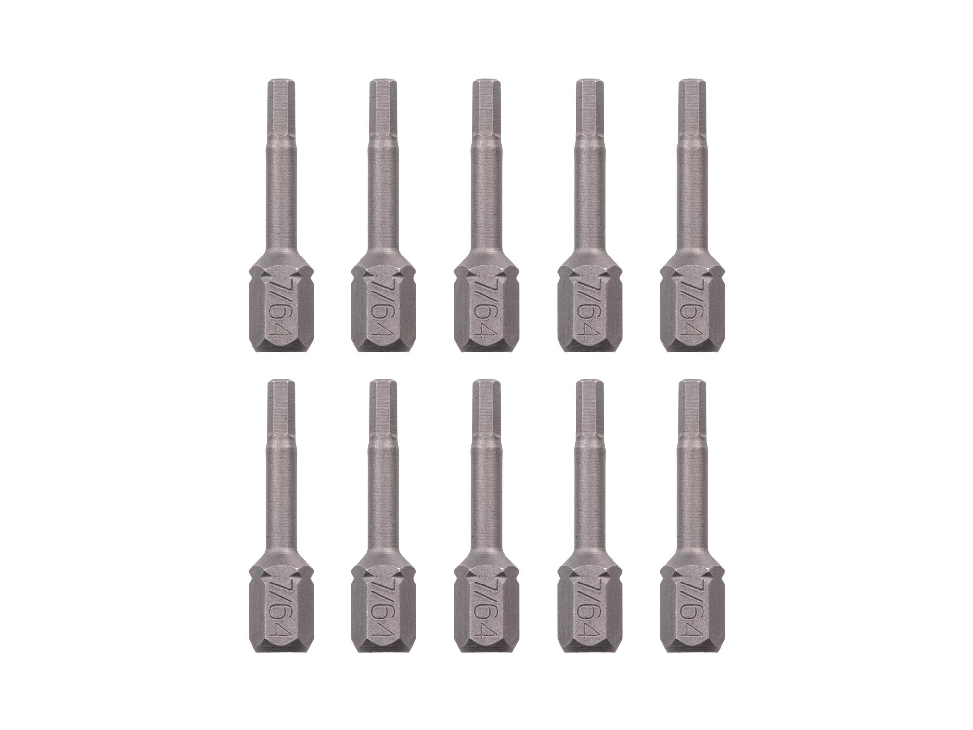 TEKTON 7/64 Inch Hex Insert Bits, 1.18 Inch Length (10-Pack) - 1/4 in. Hex Shank