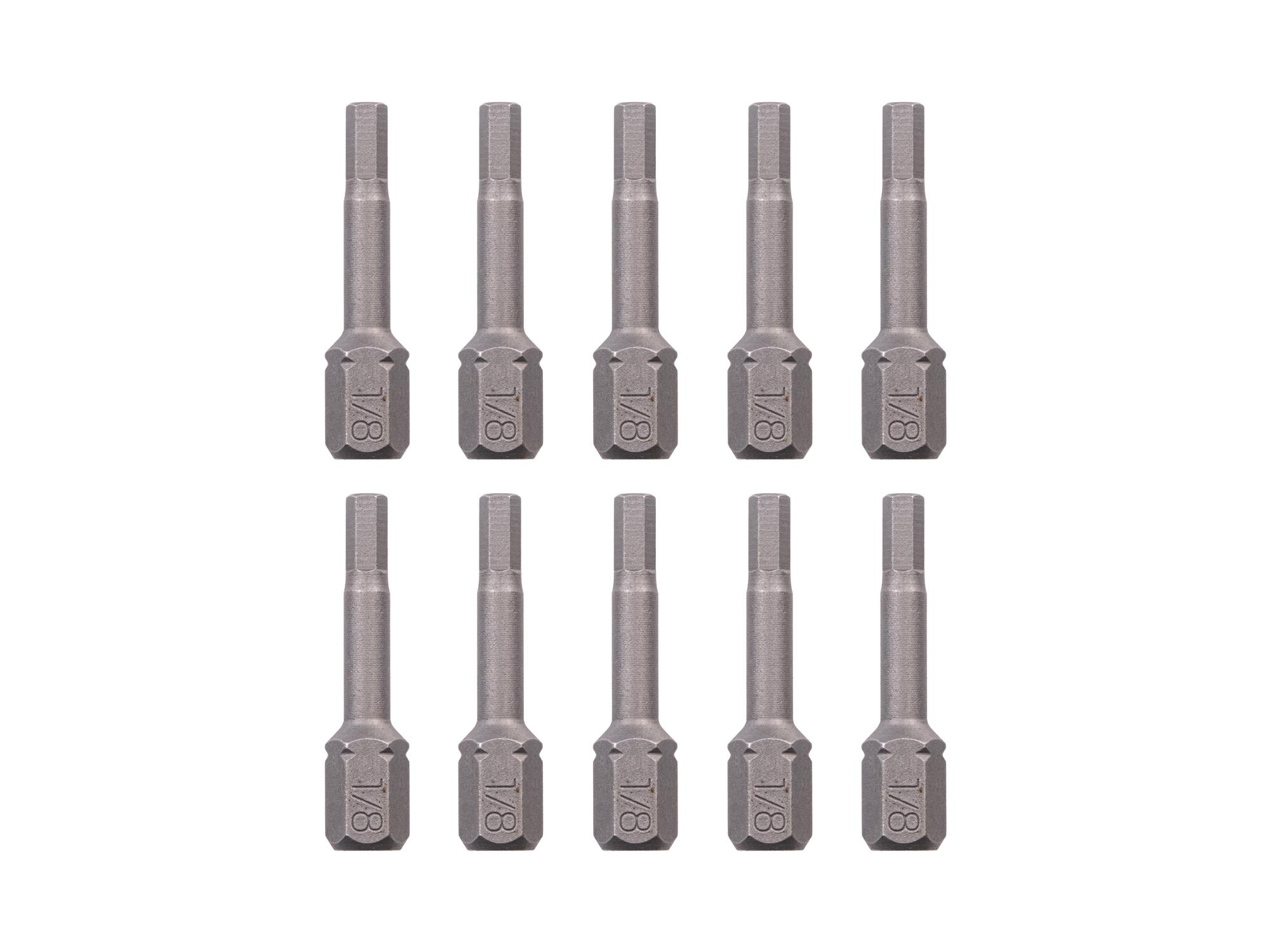 TEKTON 1/8 Inch Hex Insert Bits, 1.18 Inch Length (10-Pack) - 1/4 in. Hex Shank