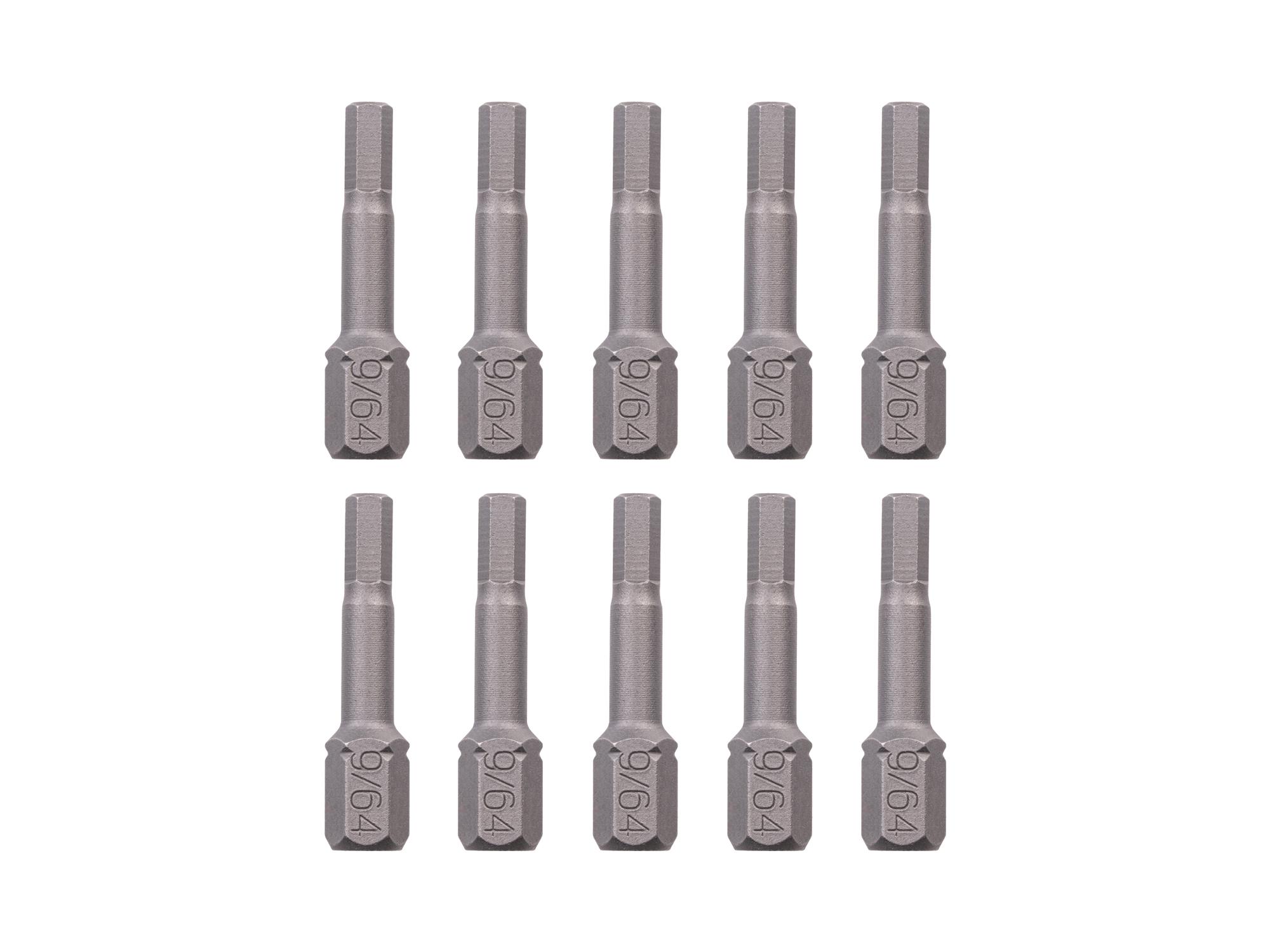 TEKTON 9/64 Inch Hex Insert Bits, 1.18 Inch Length (10-Pack) - 1/4 in. Hex Shank