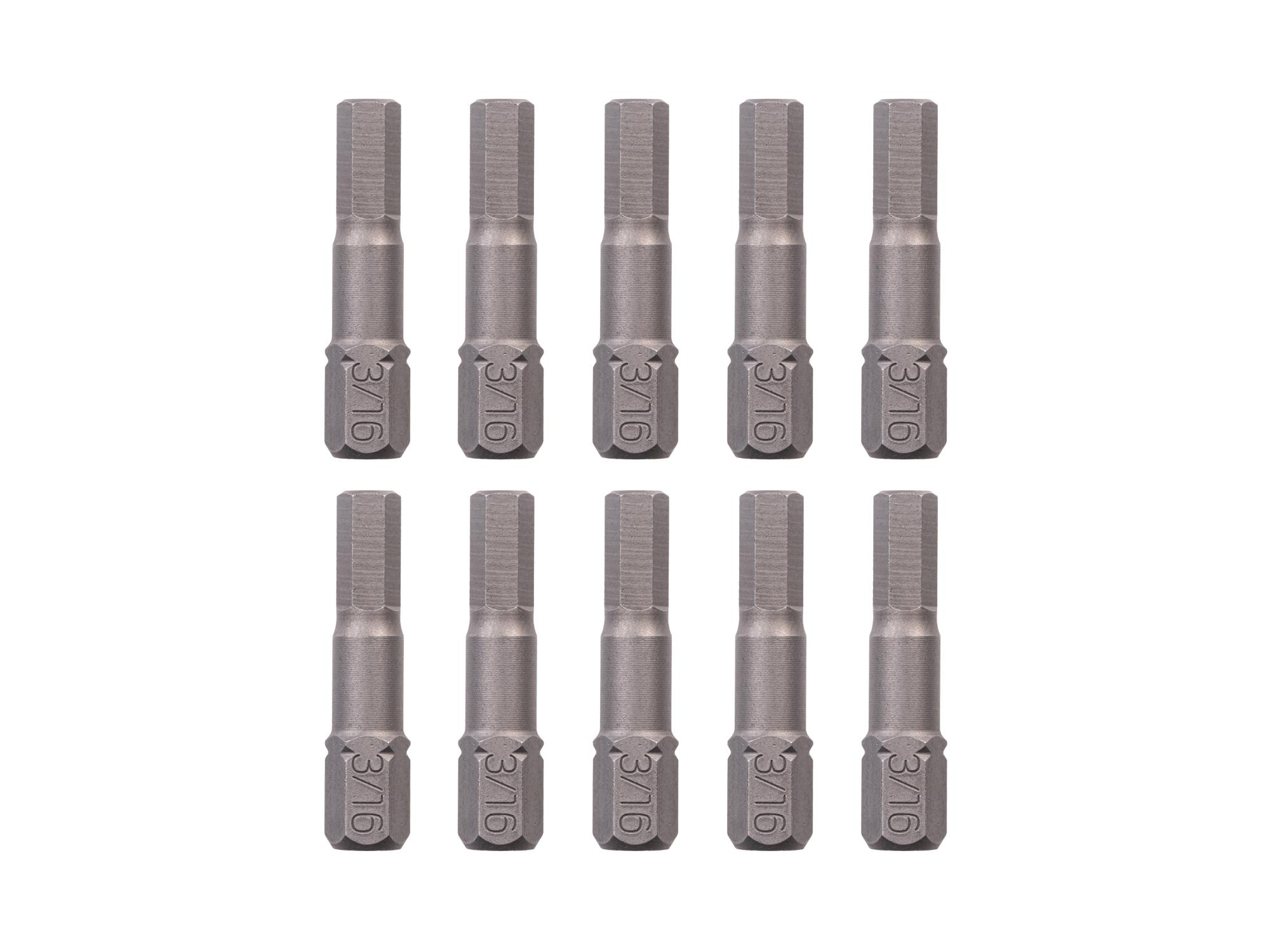 TEKTON 3/16 Inch Hex Insert Bits, 1.18 Inch Length (10-Pack) - 1/4 in. Hex Shank