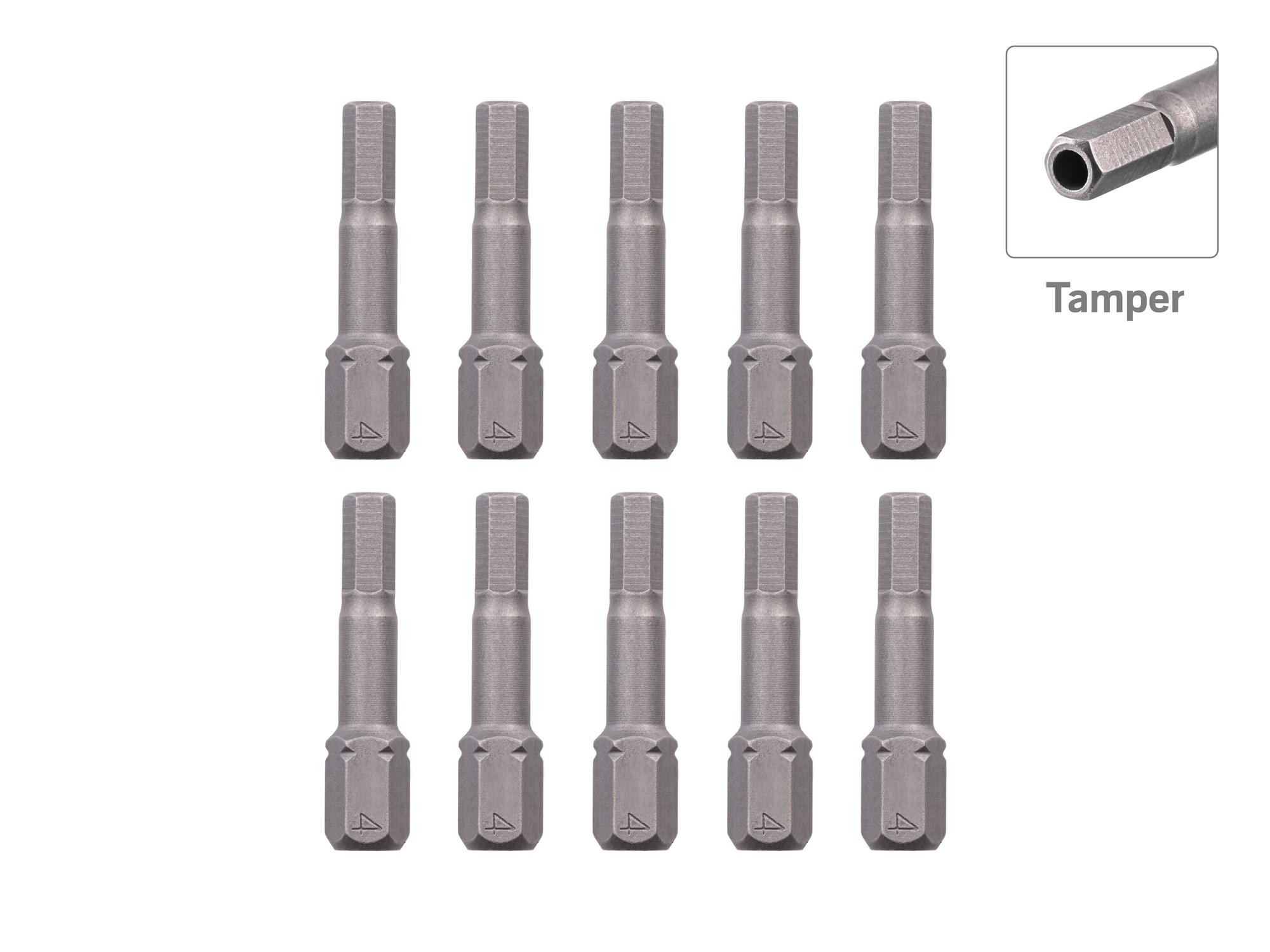 TEKTON 4 mm Tamper Hex Insert Bits, 1.18 Inch Length (10-Pack) - 1/4 in. Hex Shank