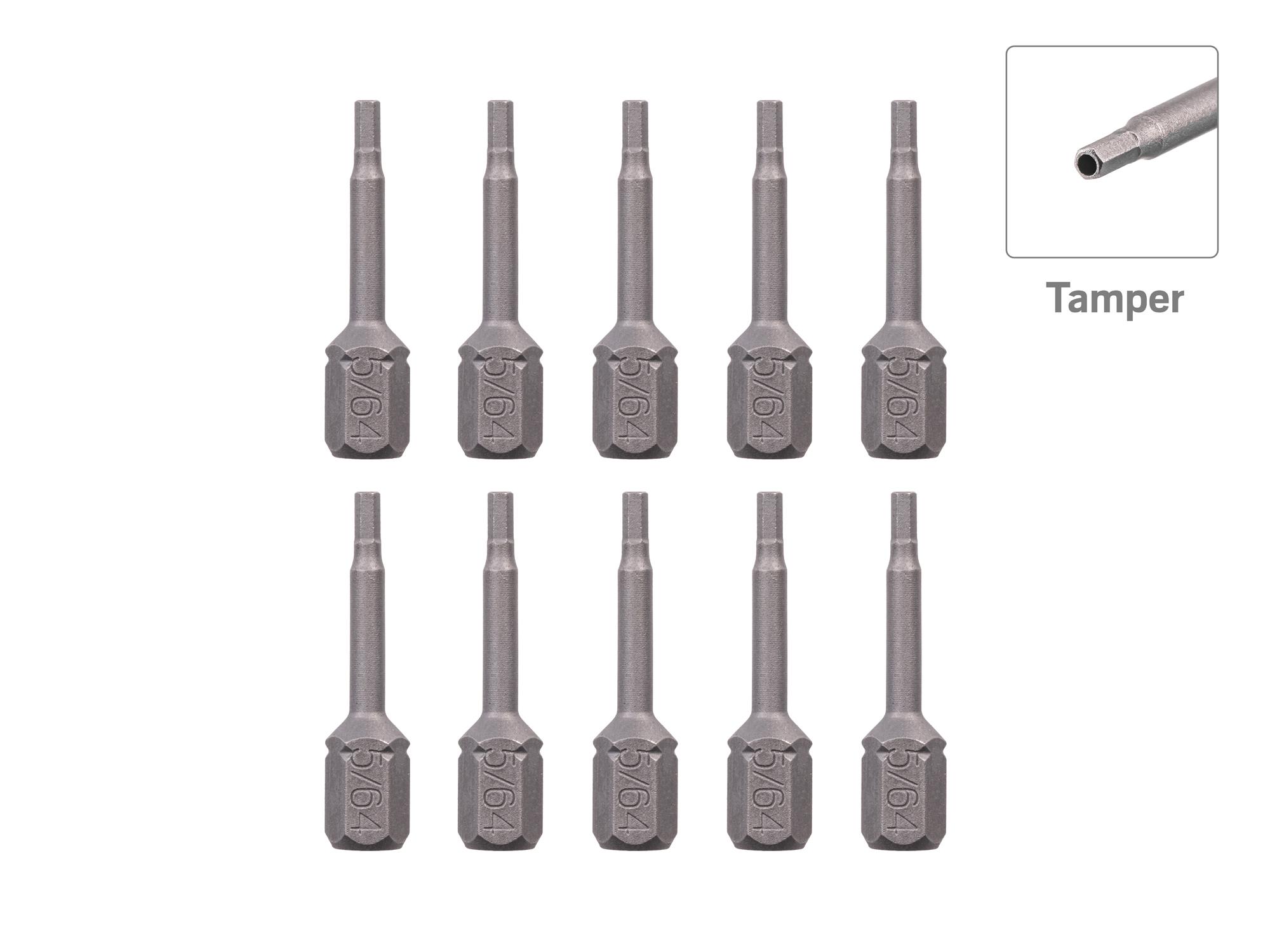 TEKTON 5/64 Inch Tamper Hex Insert Bits, 1.18 Inch Length (10-Pack) - 1/4 in. Hex Shank