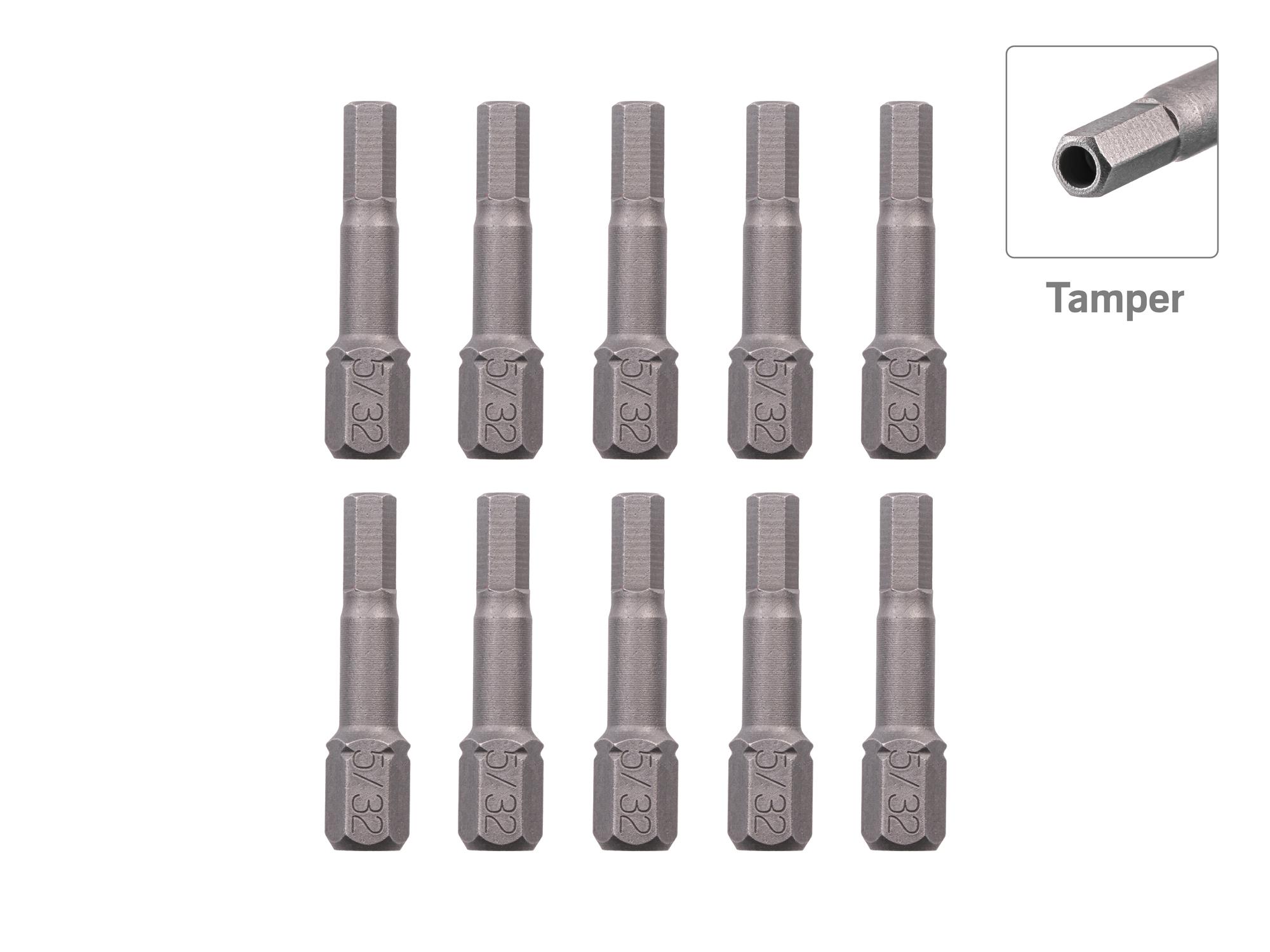 TEKTON 5/32 Inch Tamper Hex Insert Bits, 1.18 Inch Length (10-Pack) - 1/4 in. Hex Shank