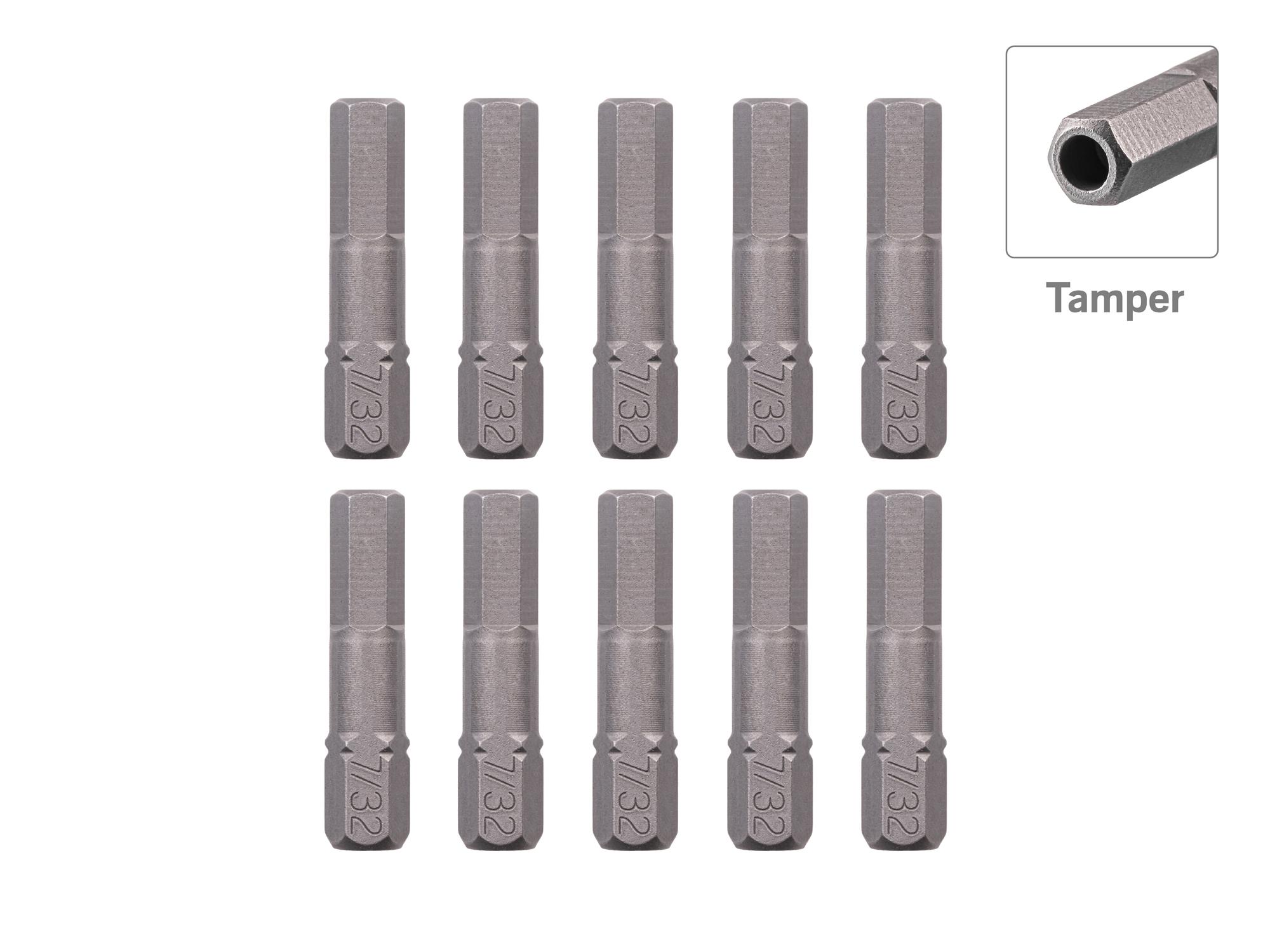 TEKTON 7/32 Inch Tamper Hex Insert Bits, 1.18 Inch Length (10-Pack) - 1/4 in. Hex Shank