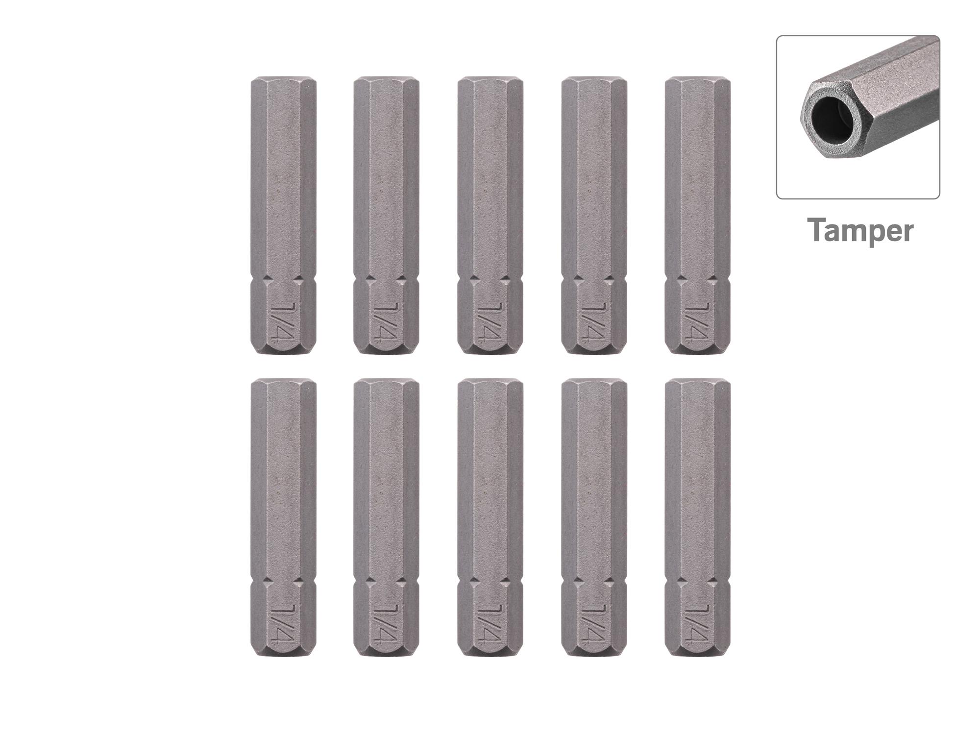 TEKTON 1/4 Inch Tamper Hex Insert Bits, 1.18 Inch Length (10-Pack) - 1/4 in. Hex Shank