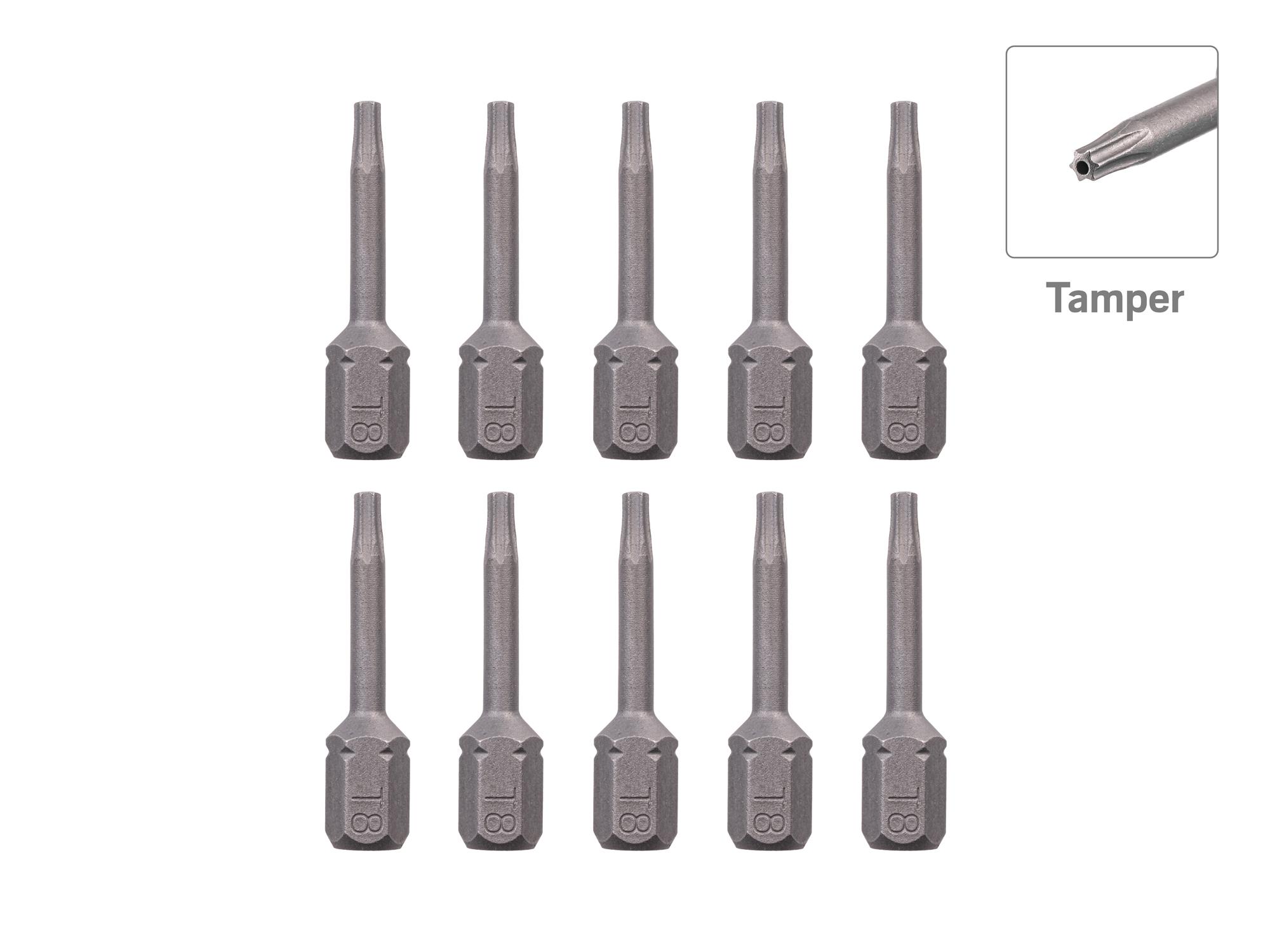 TEKTON T8 Tamper Star Insert Bits, 1.18 Inch Length (10-Pack) - 1/4 in. Hex Shank