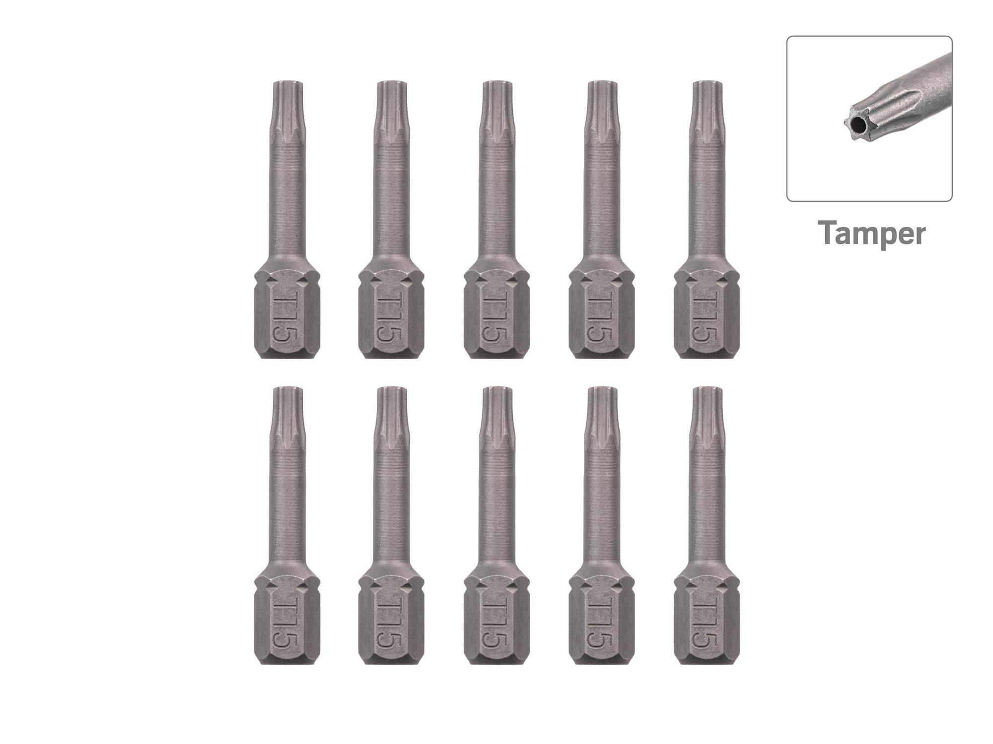 TEKTON T15 Tamper Star Insert Bits, 1.18 Inch Length (10-Pack) - 1/4 in. Hex Shank