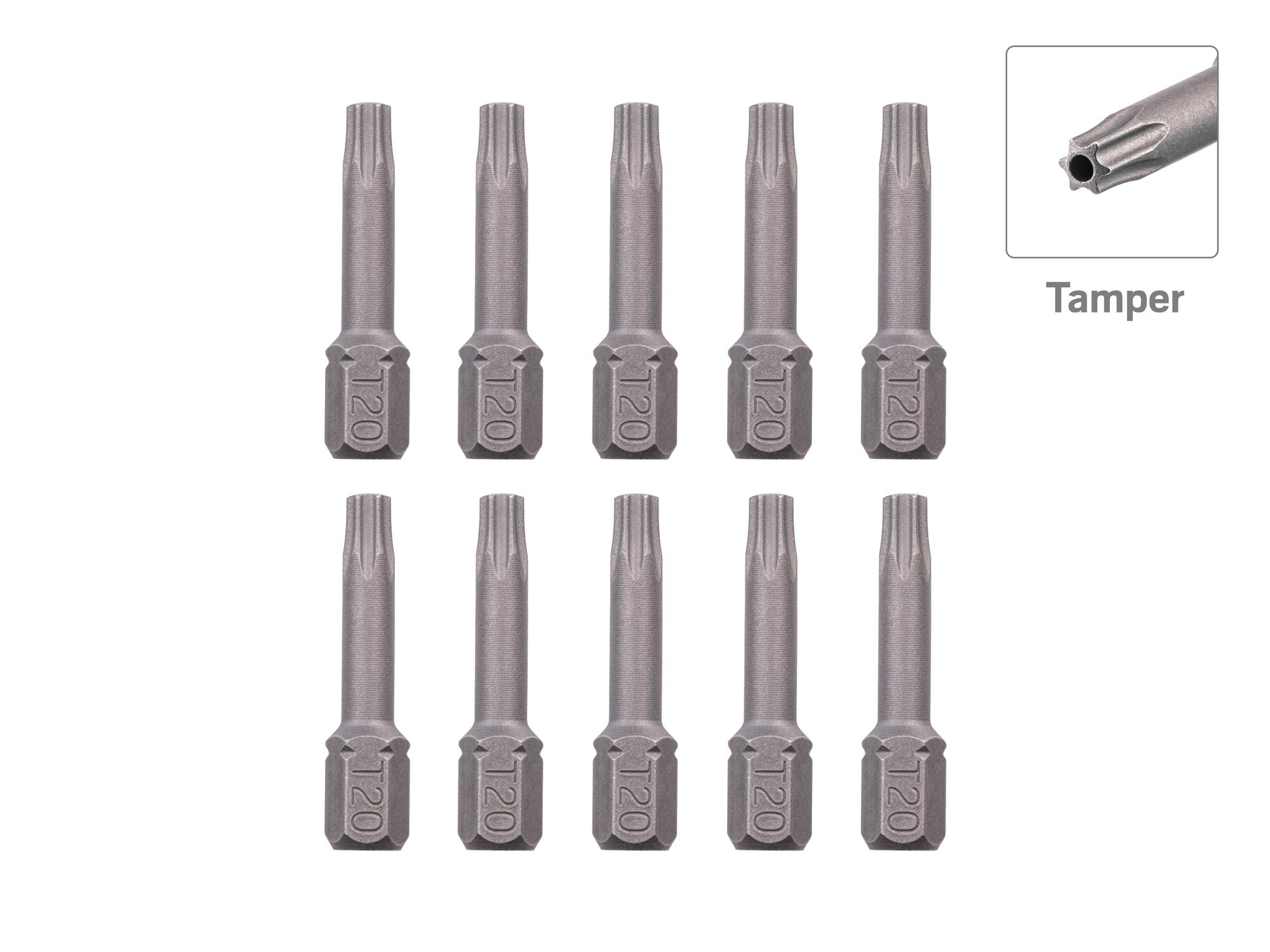 TEKTON T20 Tamper Star Insert Bits, 1.18 Inch Length (10-Pack) - 1/4 in. Hex Shank
