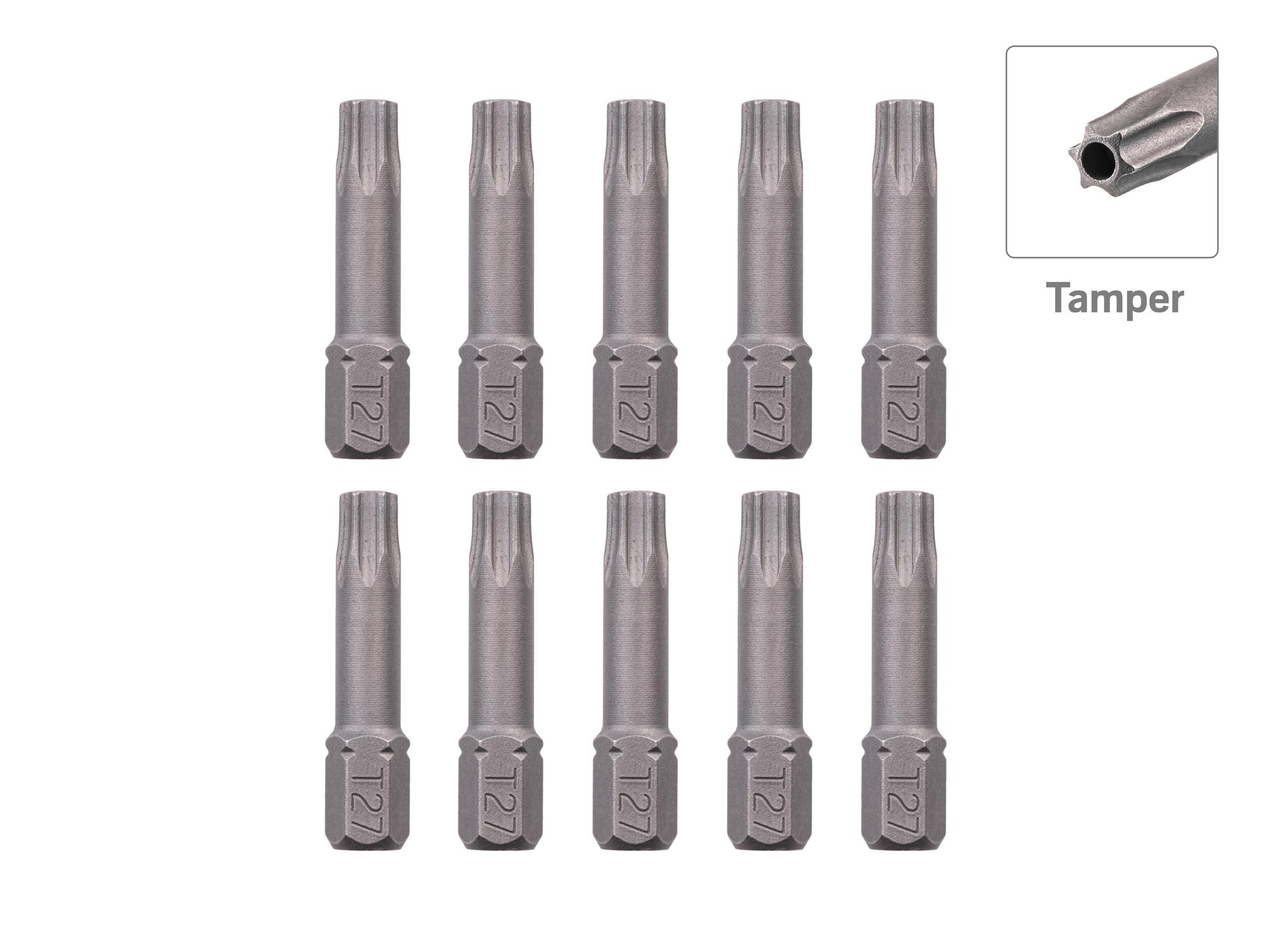 TEKTON T27 Tamper Star Insert Bits, 1.18 Inch Length (10-Pack) - 1/4 in. Hex Shank