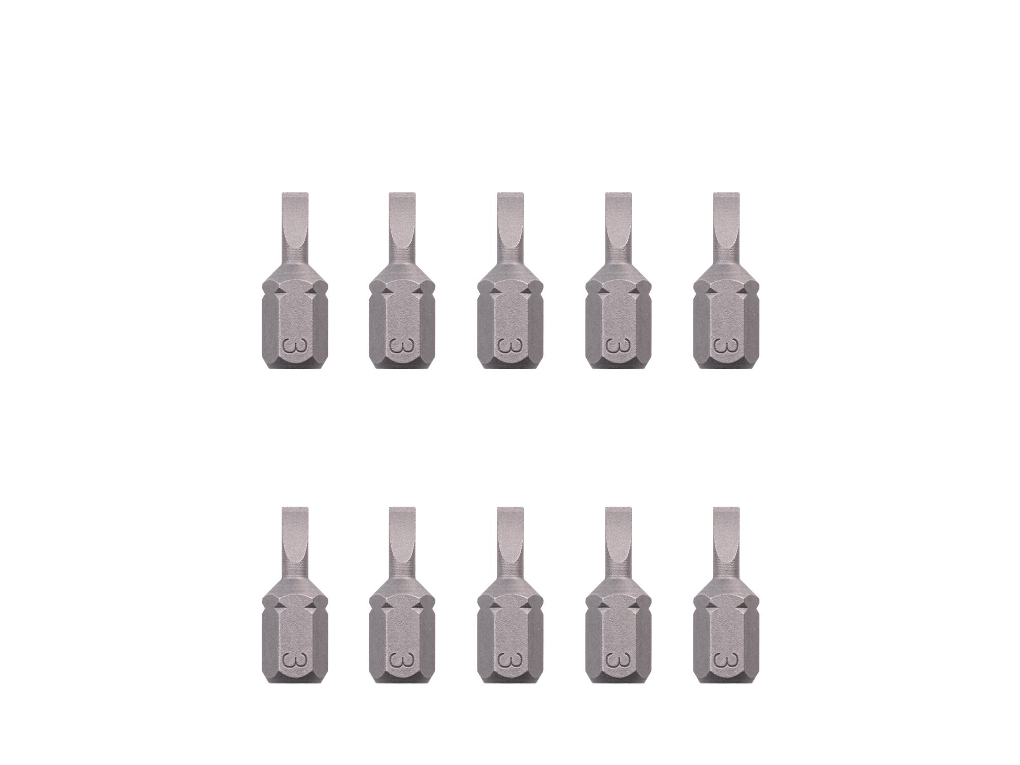 TEKTON 3 mm Slotted Insert Bits, 0.75 Inch Length (10-Pack) - 1/4 in. Hex Shank
