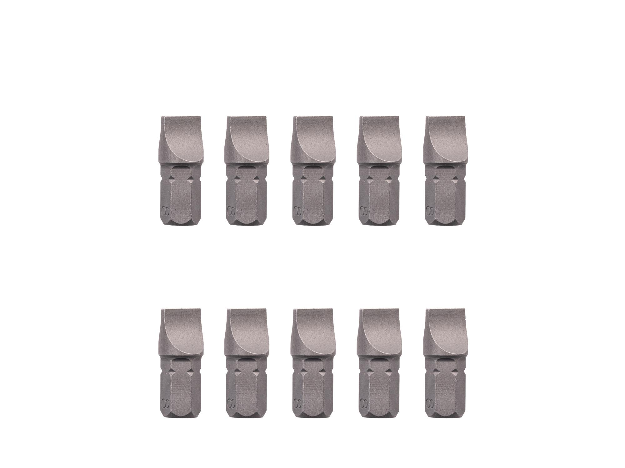 TEKTON 8 mm Slotted Insert Bits, 0.75 Inch Length (10-Pack) - 1/4 in. Hex Shank