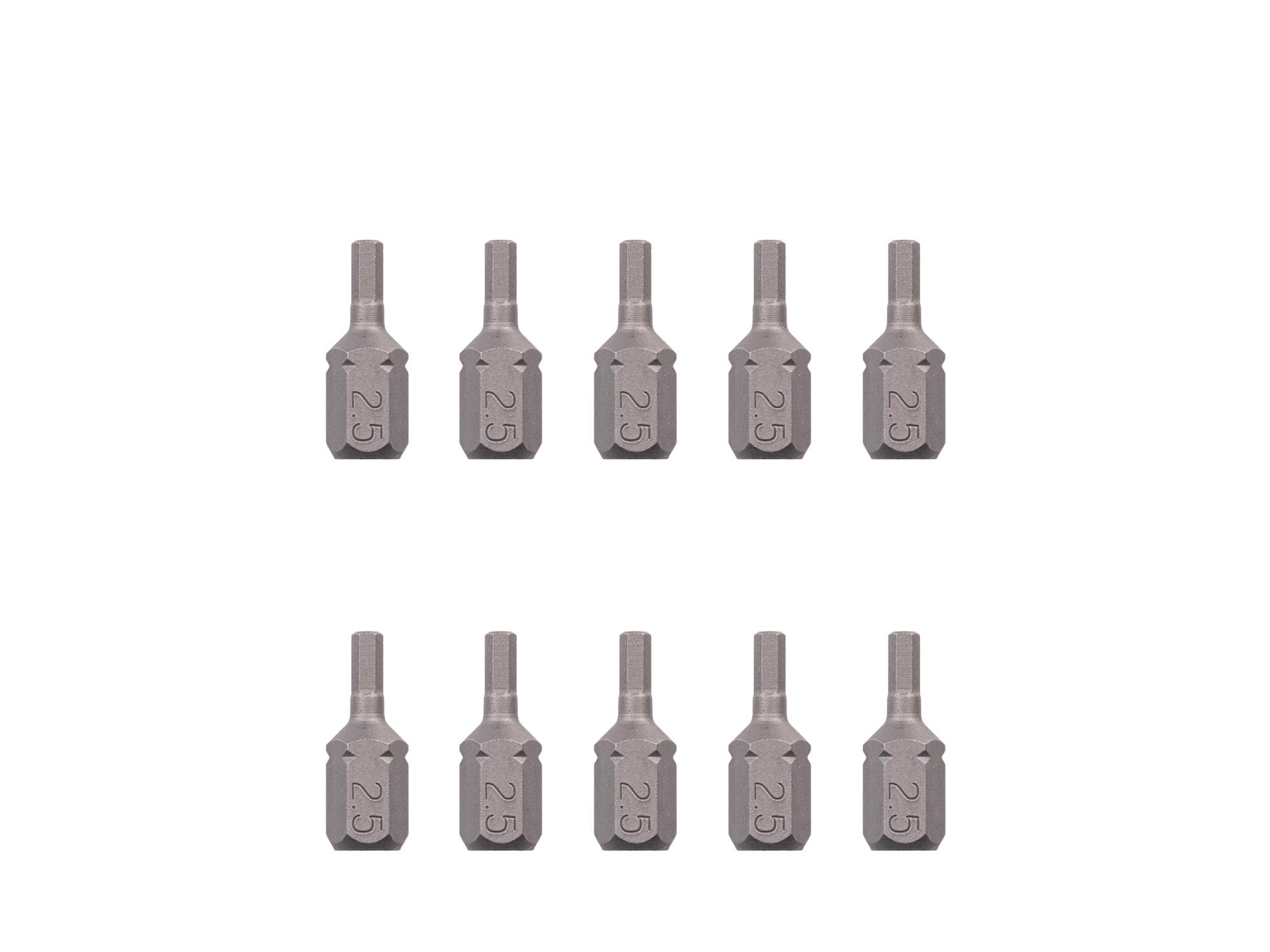 TEKTON 2.5 mm Hex Insert Bits, 0.75 Inch Length (10-Pack) - 1/4 in. Hex Shank