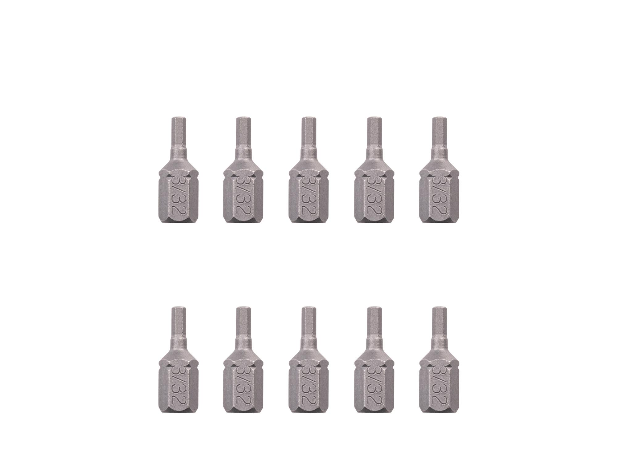 TEKTON 3/32 Inch Hex Insert Bits, 0.75 Inch Length (10-Pack) - 1/4 in. Hex Shank