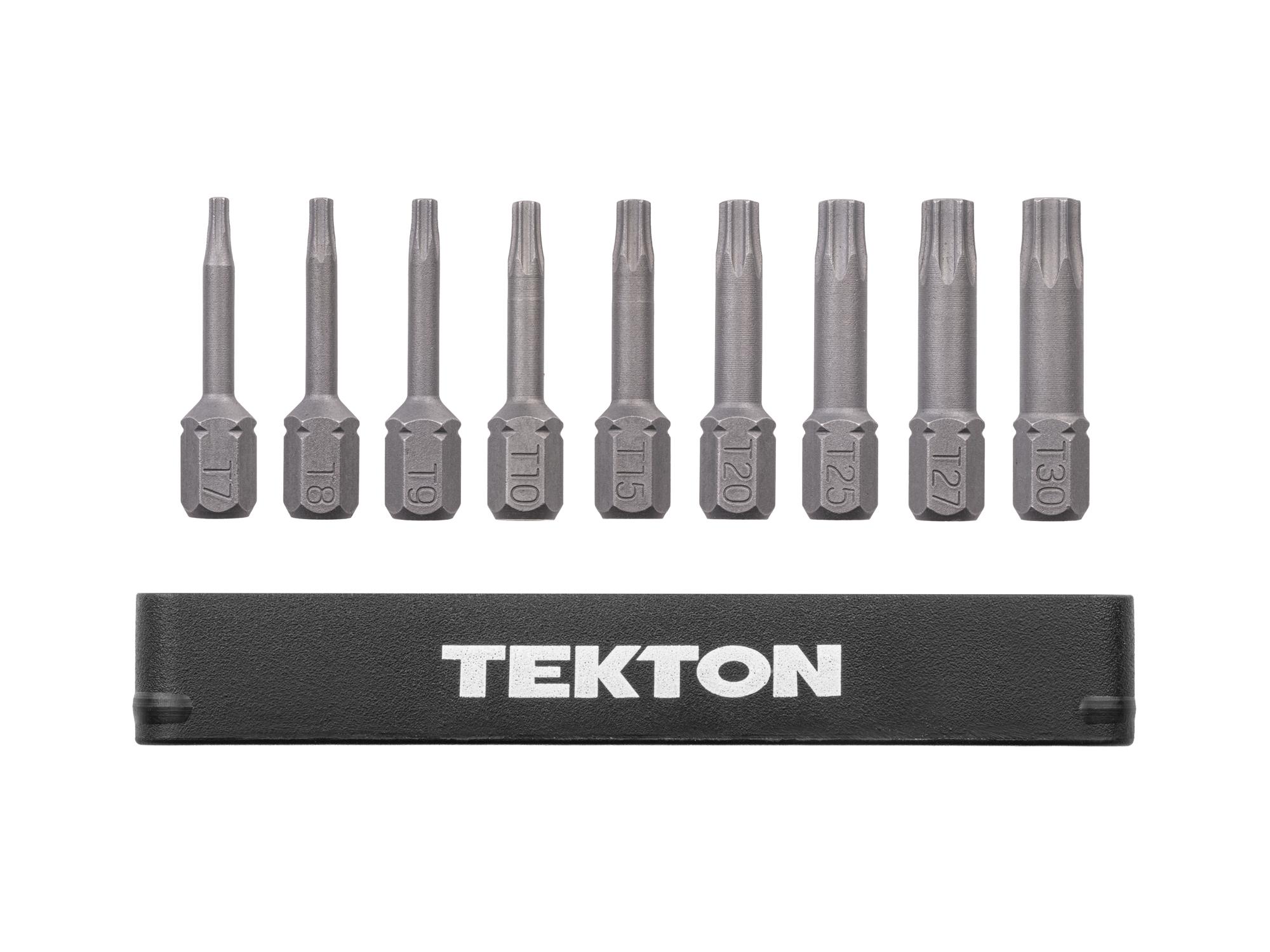 Laid out contents of Tekton rail bit set. Item #DZT93002