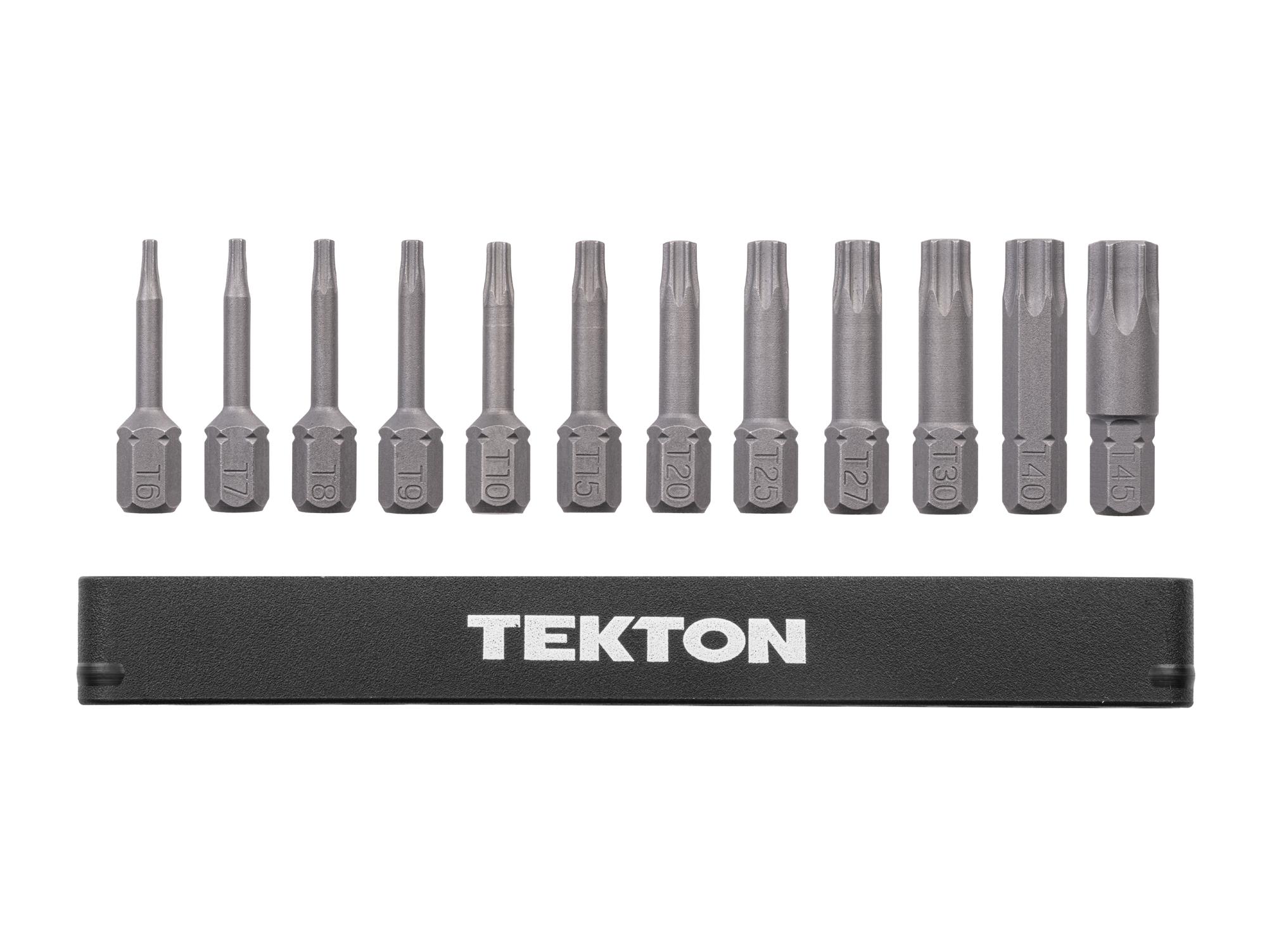 Laid out contents of Tekton rail bit set. Item #DZT93003