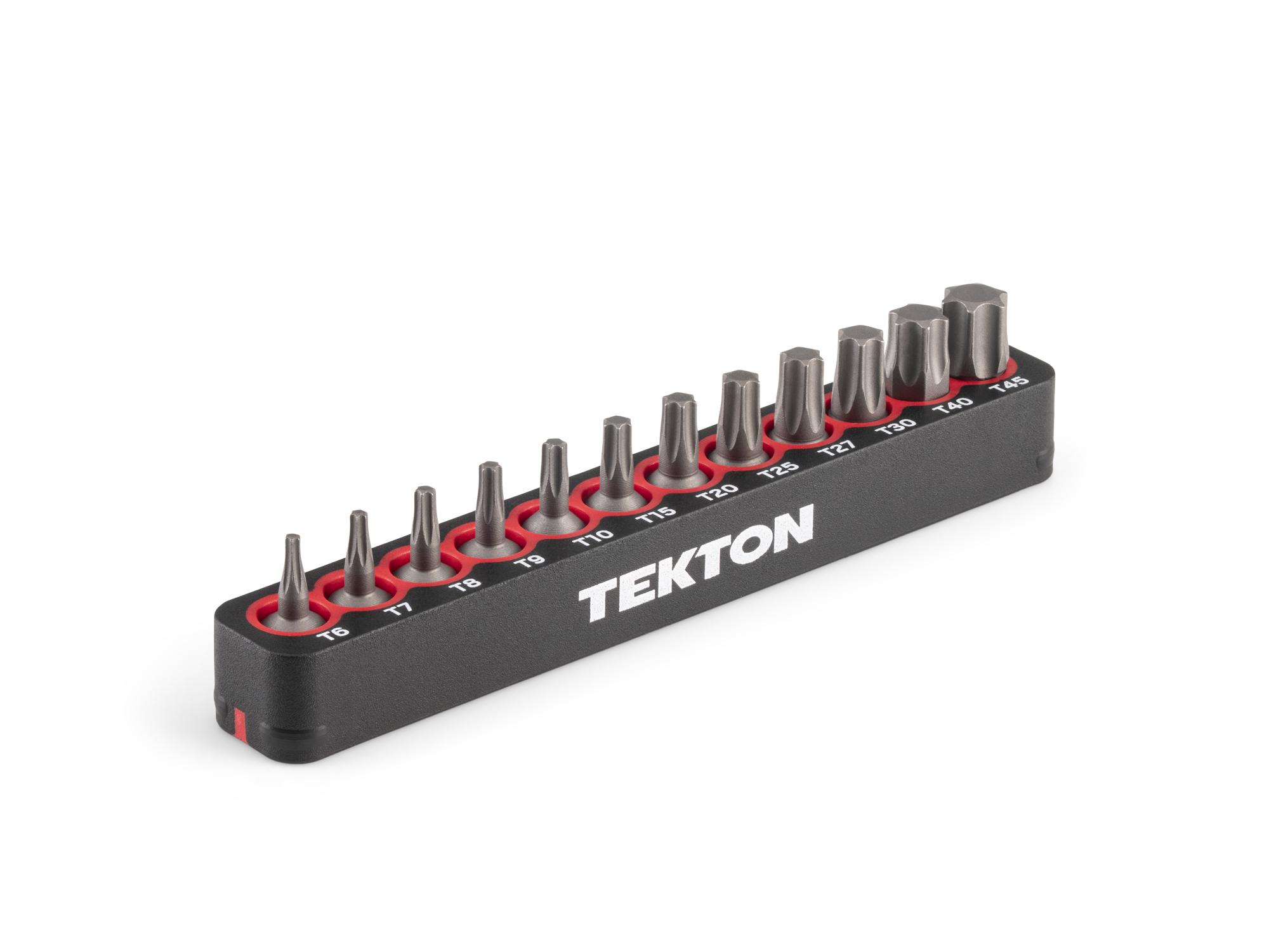 TEKTON Star Insert Bit Set (0.75 Inch Length) with Rail, 12-Piece (T6 - T45) - 1/4 in. Hex Shank