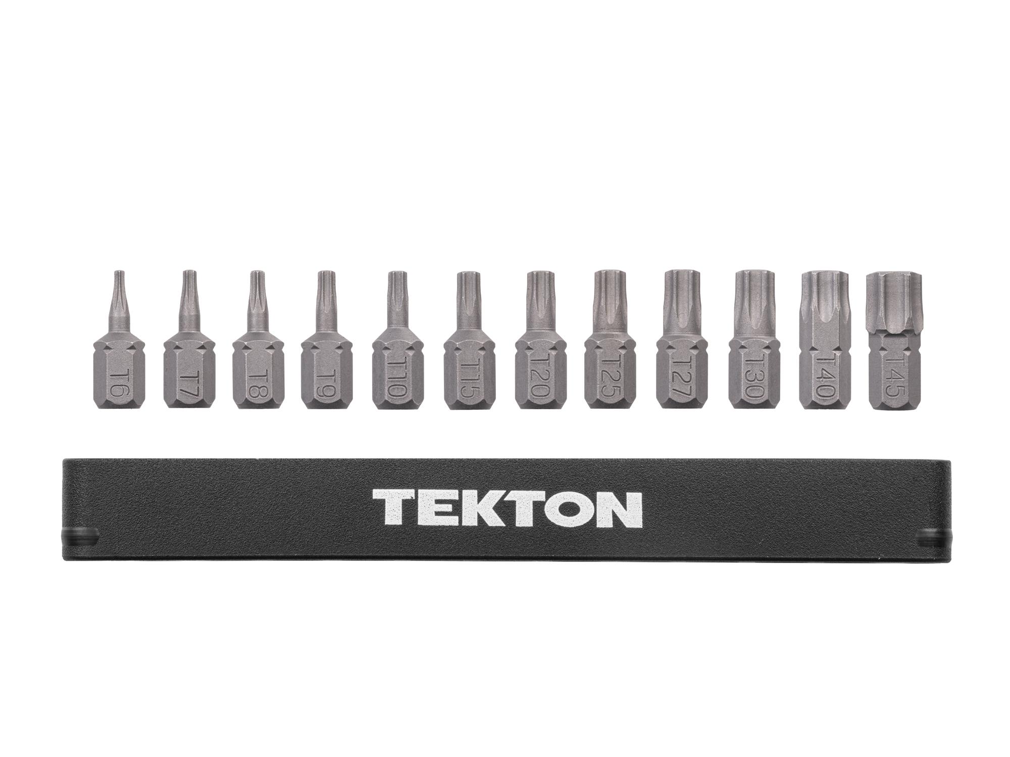 Laid out contents of Tekton rail bit set. Item #DZT93005
