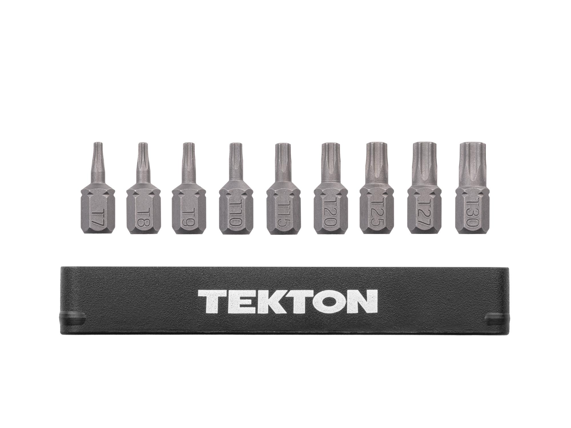 Laid out contents of Tekton rail bit set. Item #DZT93006