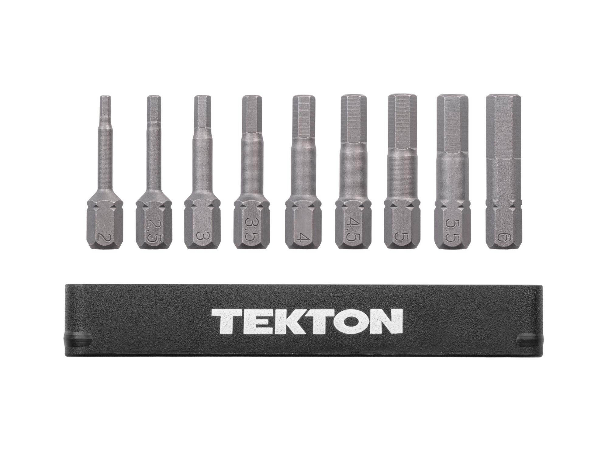 Laid out contents of Tekton rail bit set. Item #DZX93002