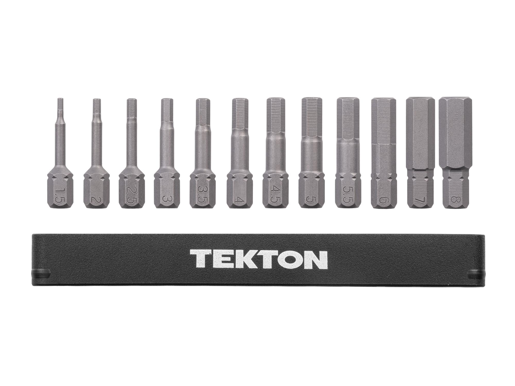 Laid out contents of Tekton rail bit set. Item #DZX93005