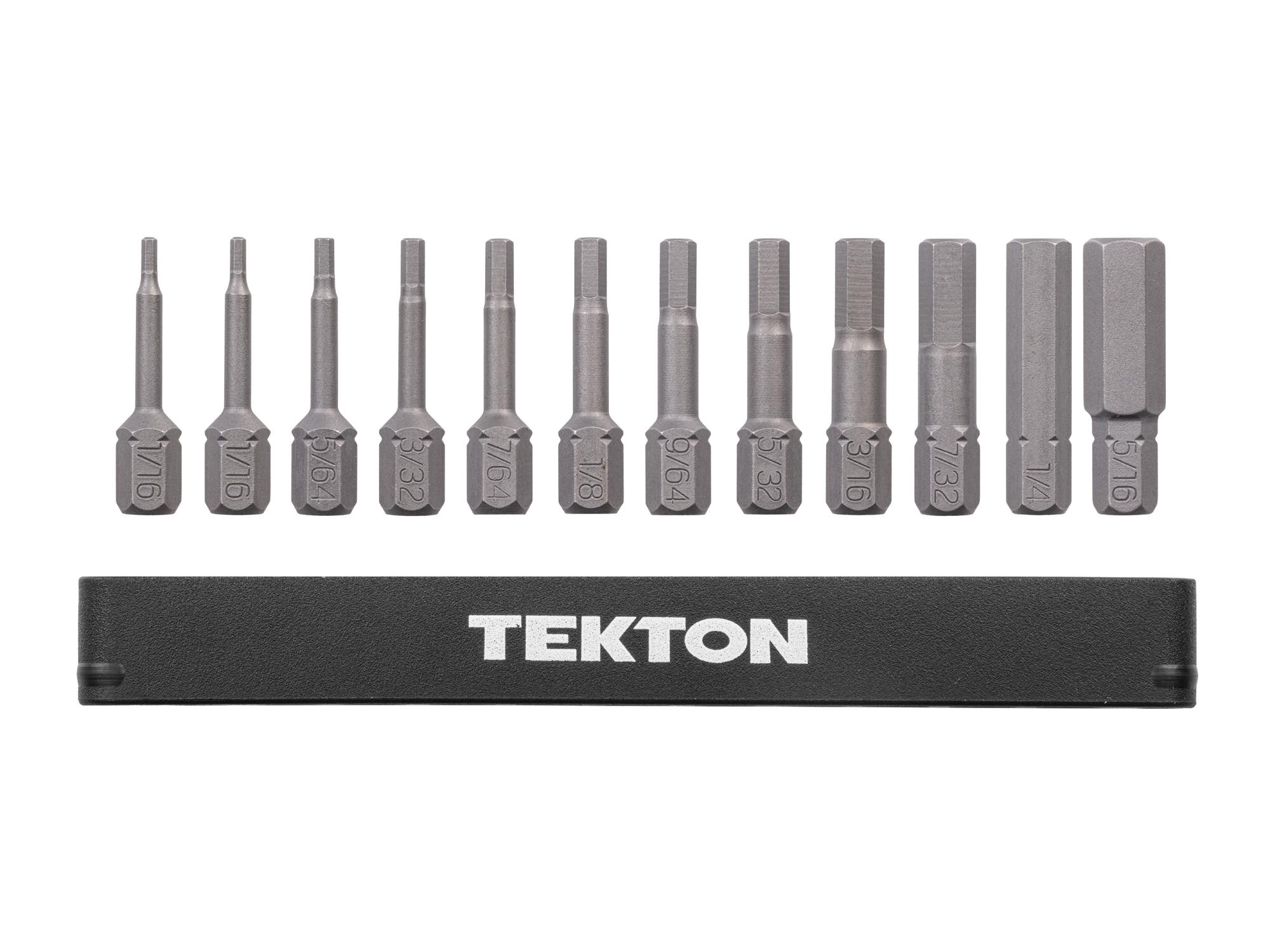 Laid out contents of Tekton rail bit set. Item #DZX93006