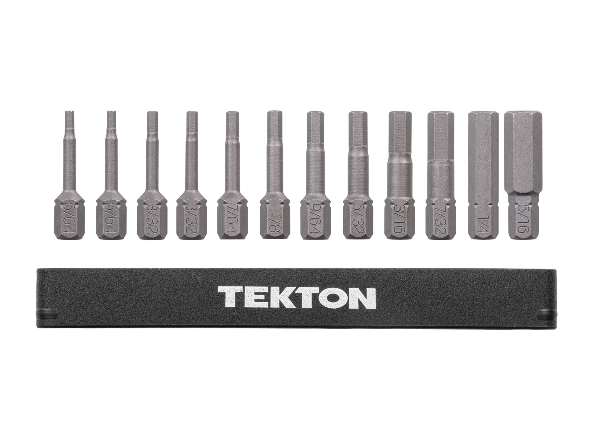 Laid out contents of Tekton rail bit set. Item #DZX93008